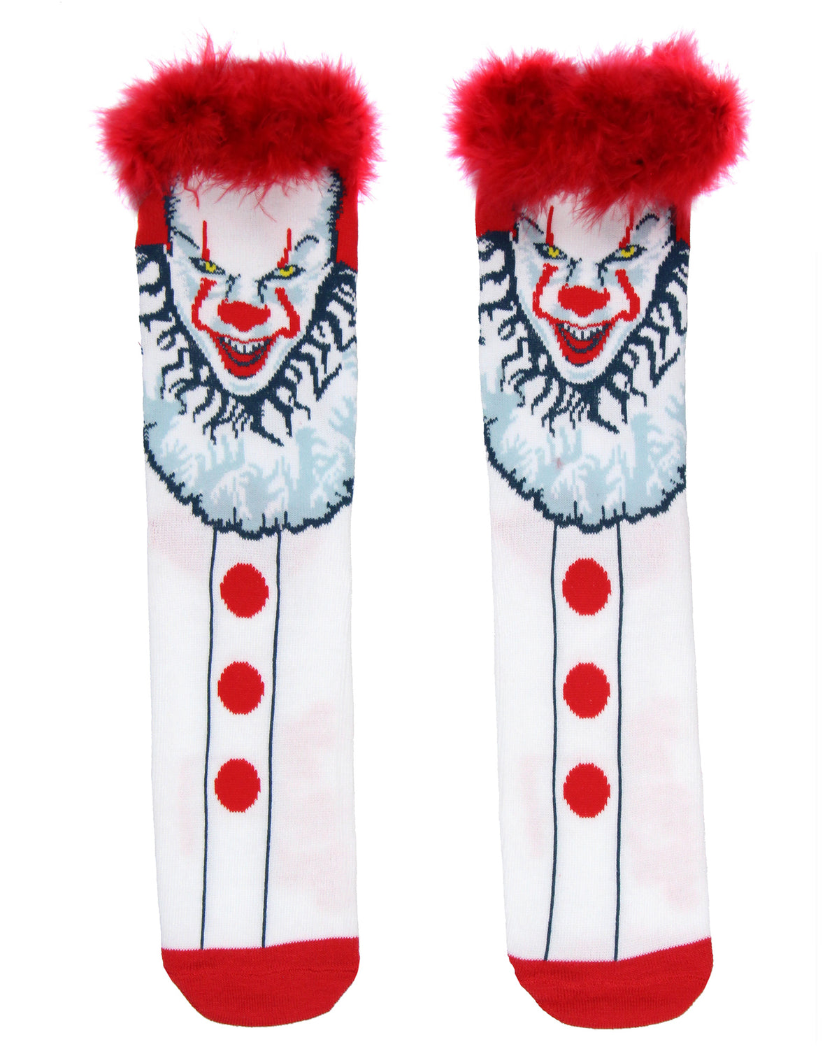 IT Horror Movie Pennywise 3D Fuzzy Hair Men's Crew Socks Shoe Size 6-12