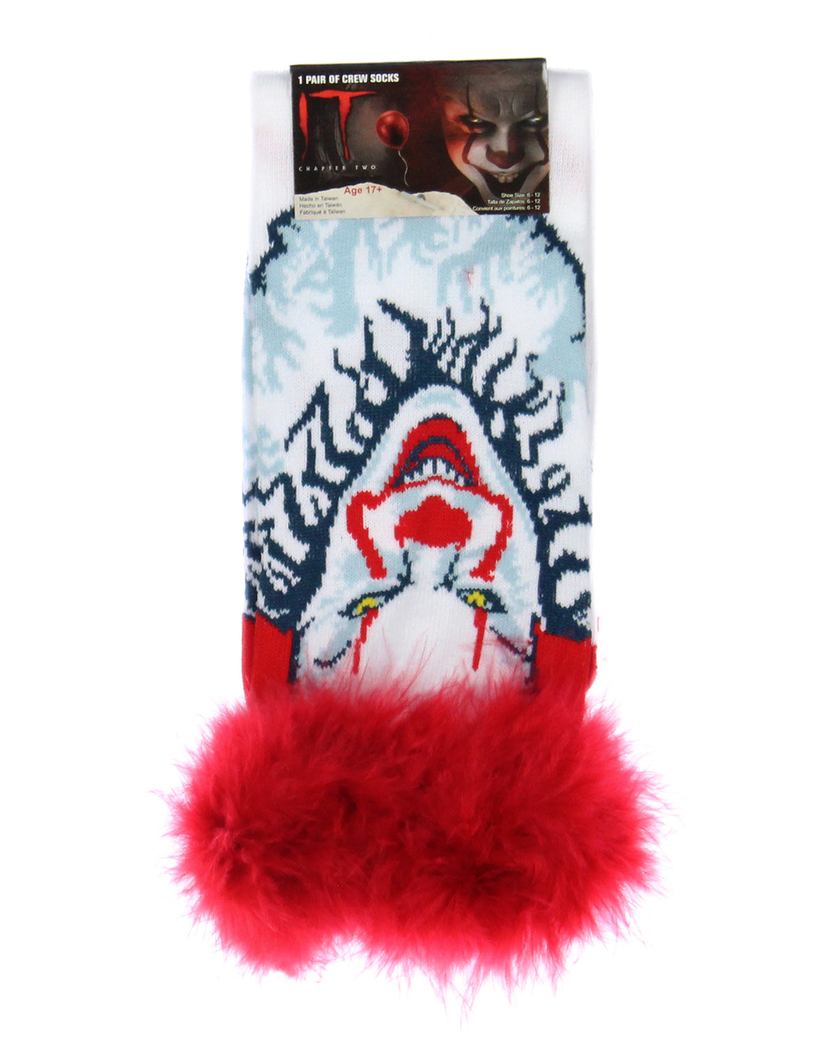 IT Horror Movie Pennywise 3D Fuzzy Hair Men's Crew Socks Shoe Size 6-12