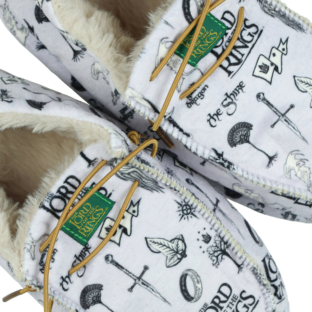 Lord of The Rings Slippers Adult Lace Up Fleece Lined Moccasin Socks