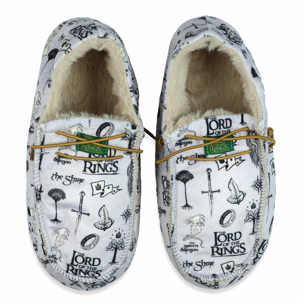 Lord of The Rings Slippers Adult Lace Up Fleece Lined Moccasin Socks