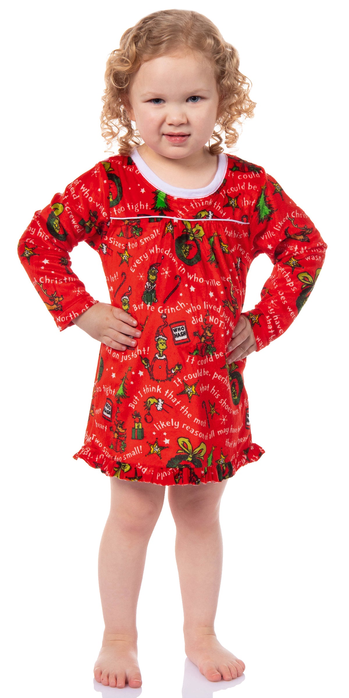 Dr. Seuss GRINCH Christmas Tossed Print Collar Sleep Pajama Set