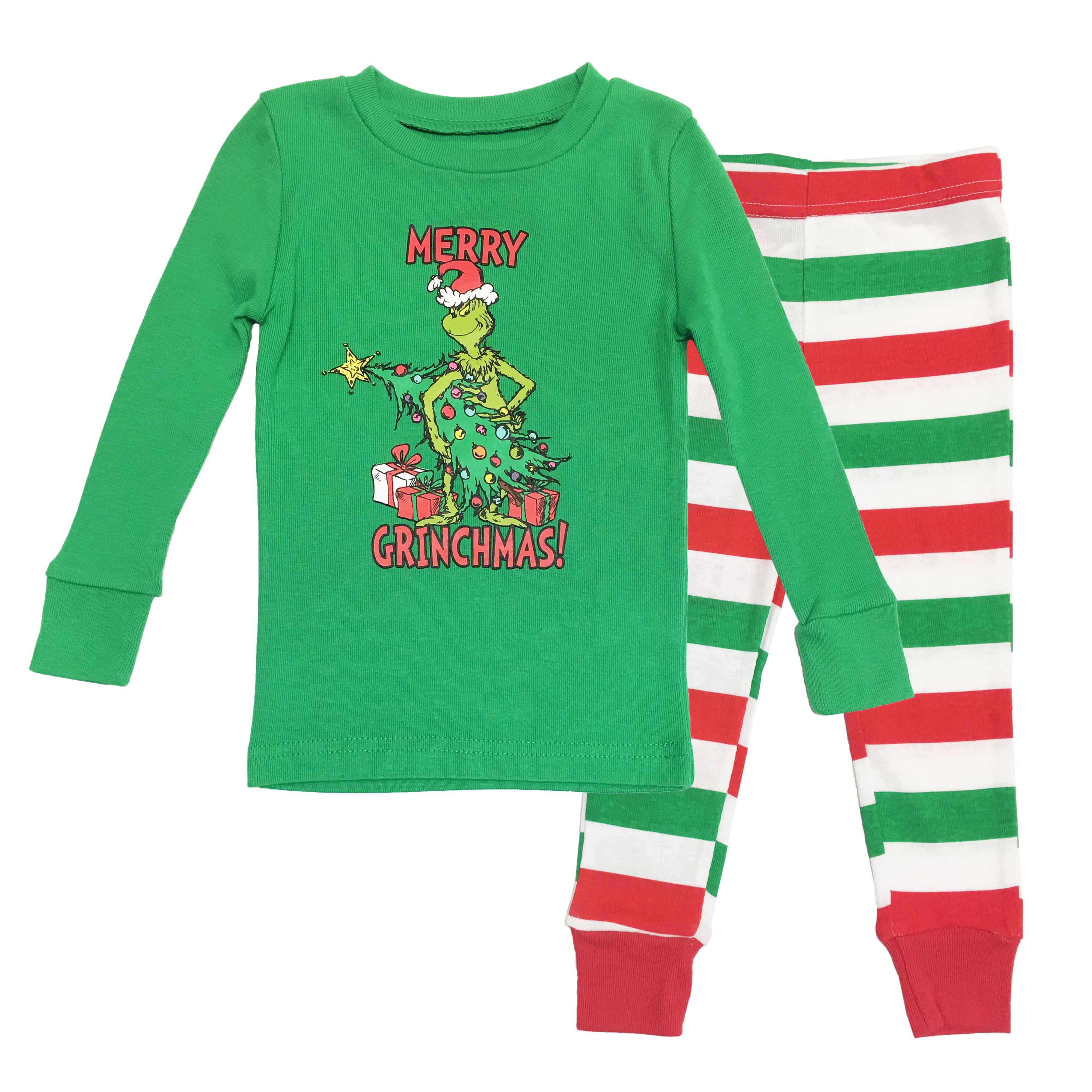 Dr. Seuss Boys Toddler Grinch Merry Grinchmas! 2 Piece Tight Fit Pajama Set (2T)