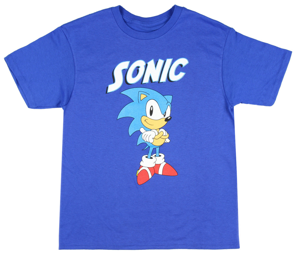 Sonic the Hedgehog Boy's Sonic Folded Arms Victory Short Sleeve Kids T-Shirt