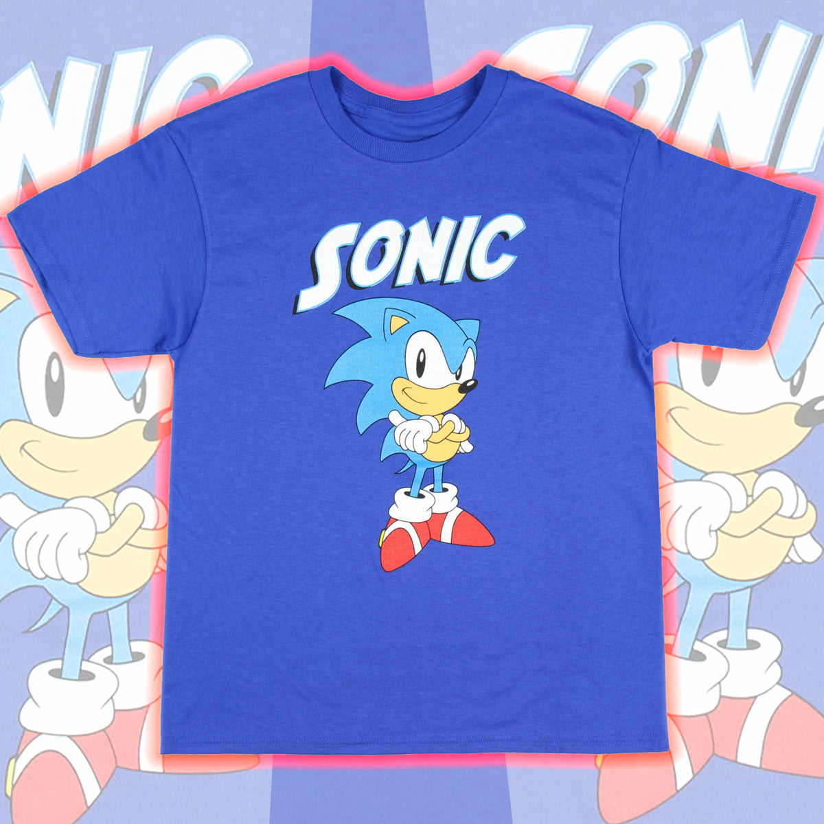 Sonic the Hedgehog Boy's Sonic Folded Arms Victory Short Sleeve Kids T-Shirt