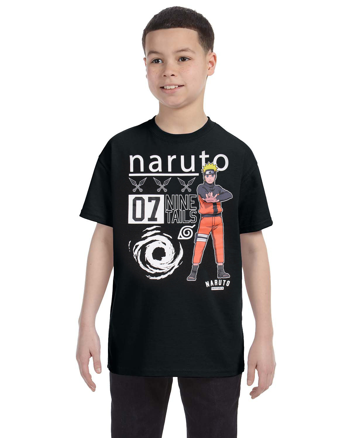 Naruto Big Boys' 07 Nine Tails Black T-Shirt Kids