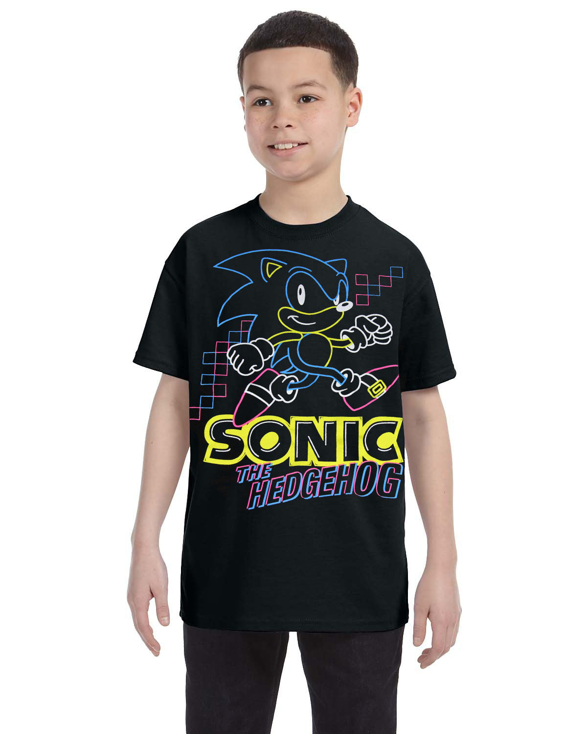 Sonic The Hedgehog Shirt For Boys Glow-In-The-Dark Neon Graphic T-shirt