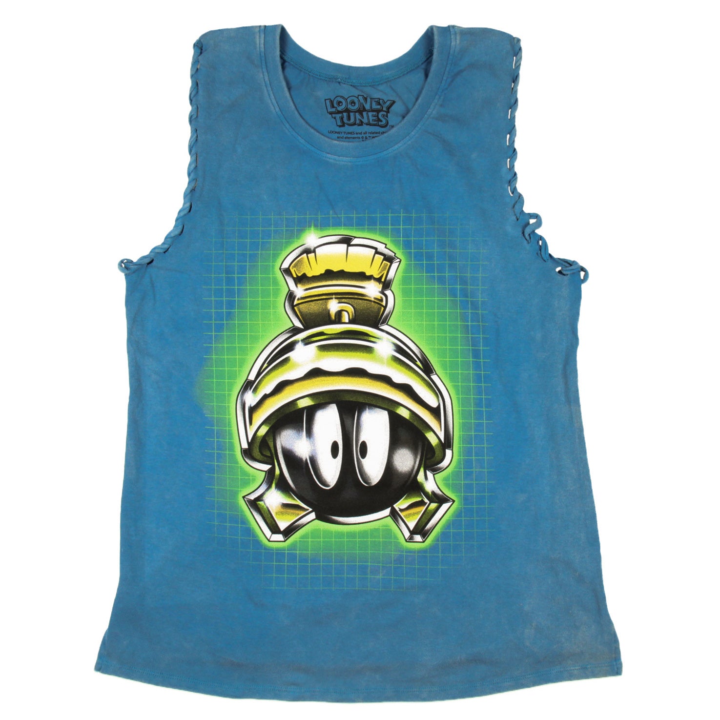 Looney Tunes Junior's Marvin The Martian Lace-Up Design Distressed Tank Adult