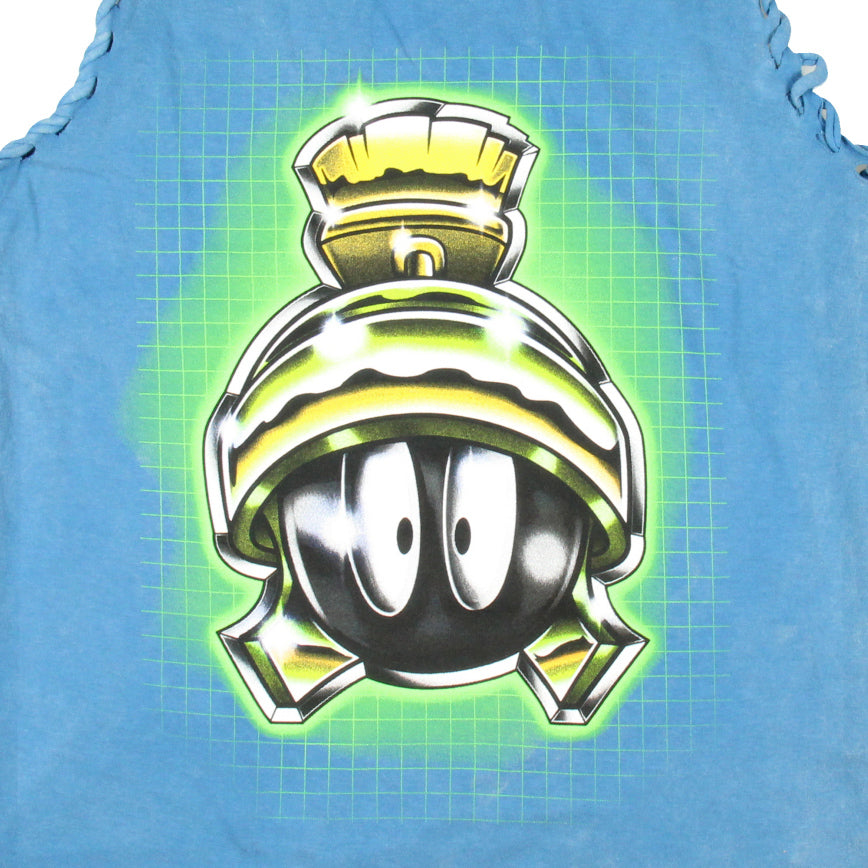 Looney Tunes Junior's Marvin The Martian Lace-Up Design Distressed Tank Adult