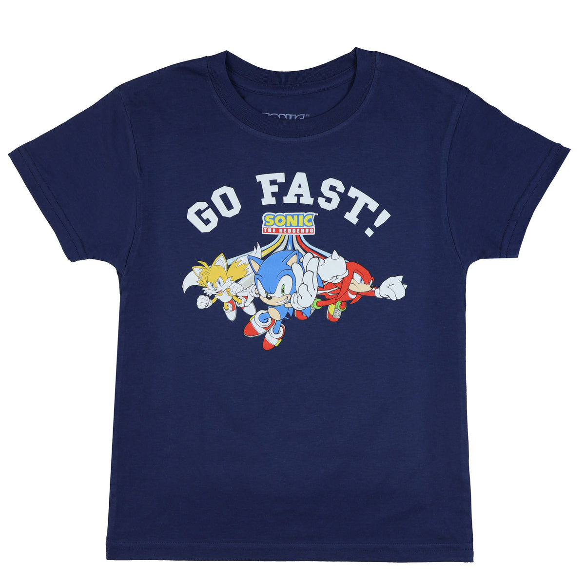 Sonic The Hedgehog Boys' T-Shirt Go Fast! Sonic Tails Knuckles Crewneck Tee