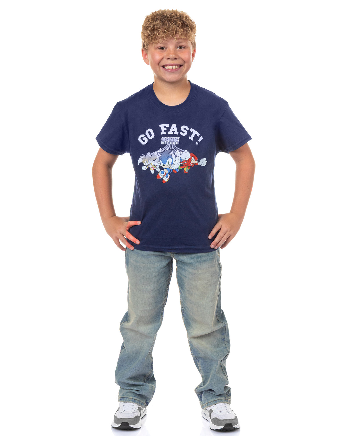 Sonic The Hedgehog Boys' T-Shirt Go Fast! Sonic Tails Knuckles Crewneck Tee
