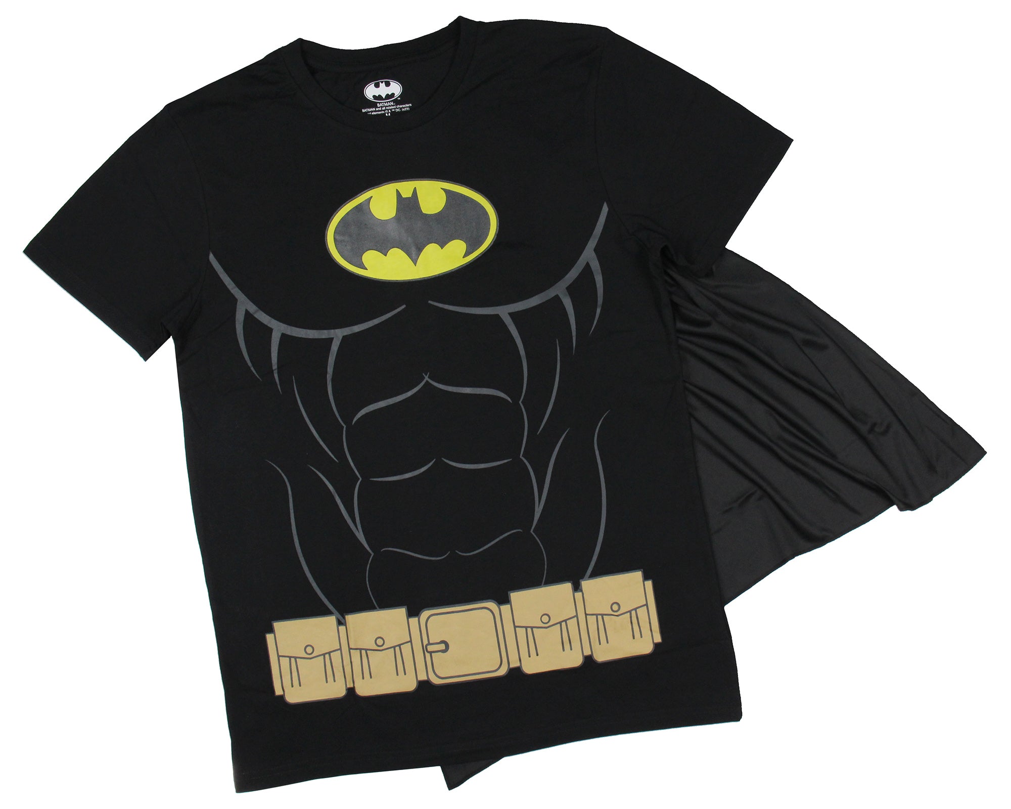 DC Comics Men's Batman Costume Shirt With Detachable Cape Classic Bat Logo