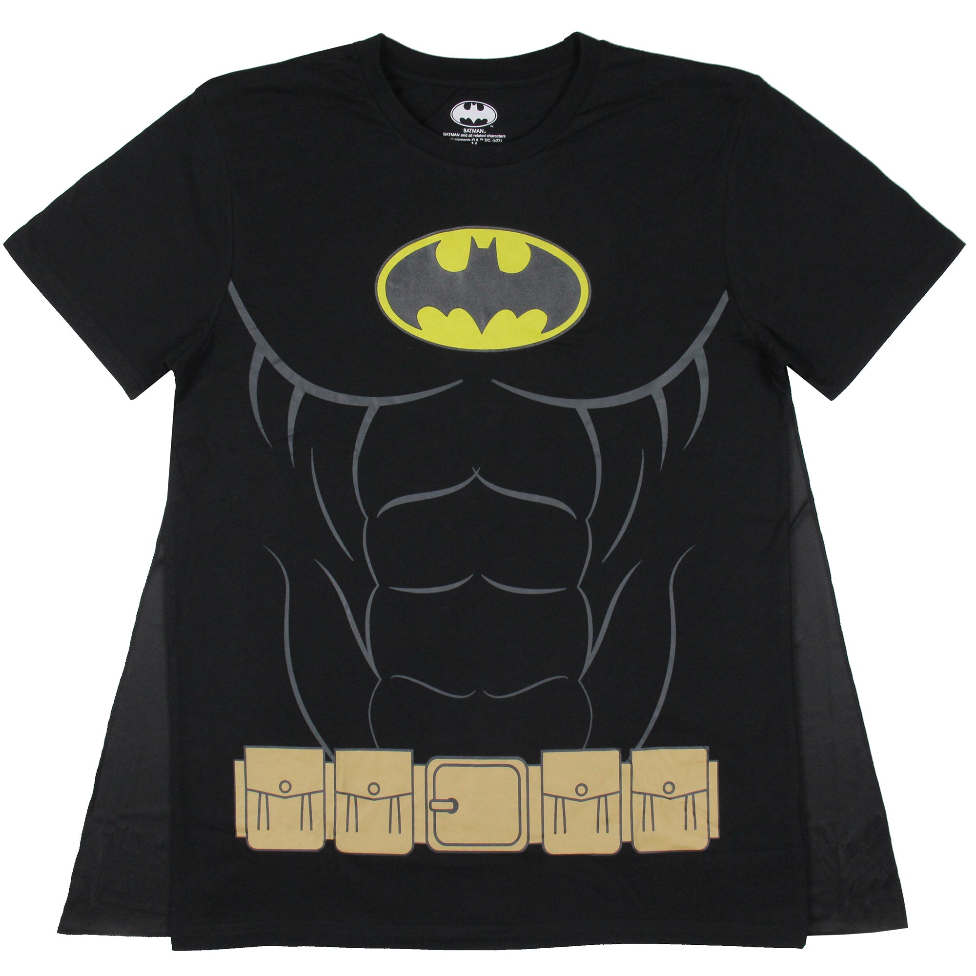 DC Comics Men's Batman Costume Shirt With Detachable Cape Classic Bat Logo