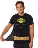 DC Comics Men's Batman Costume Shirt With Detachable Cape Classic Bat Logo