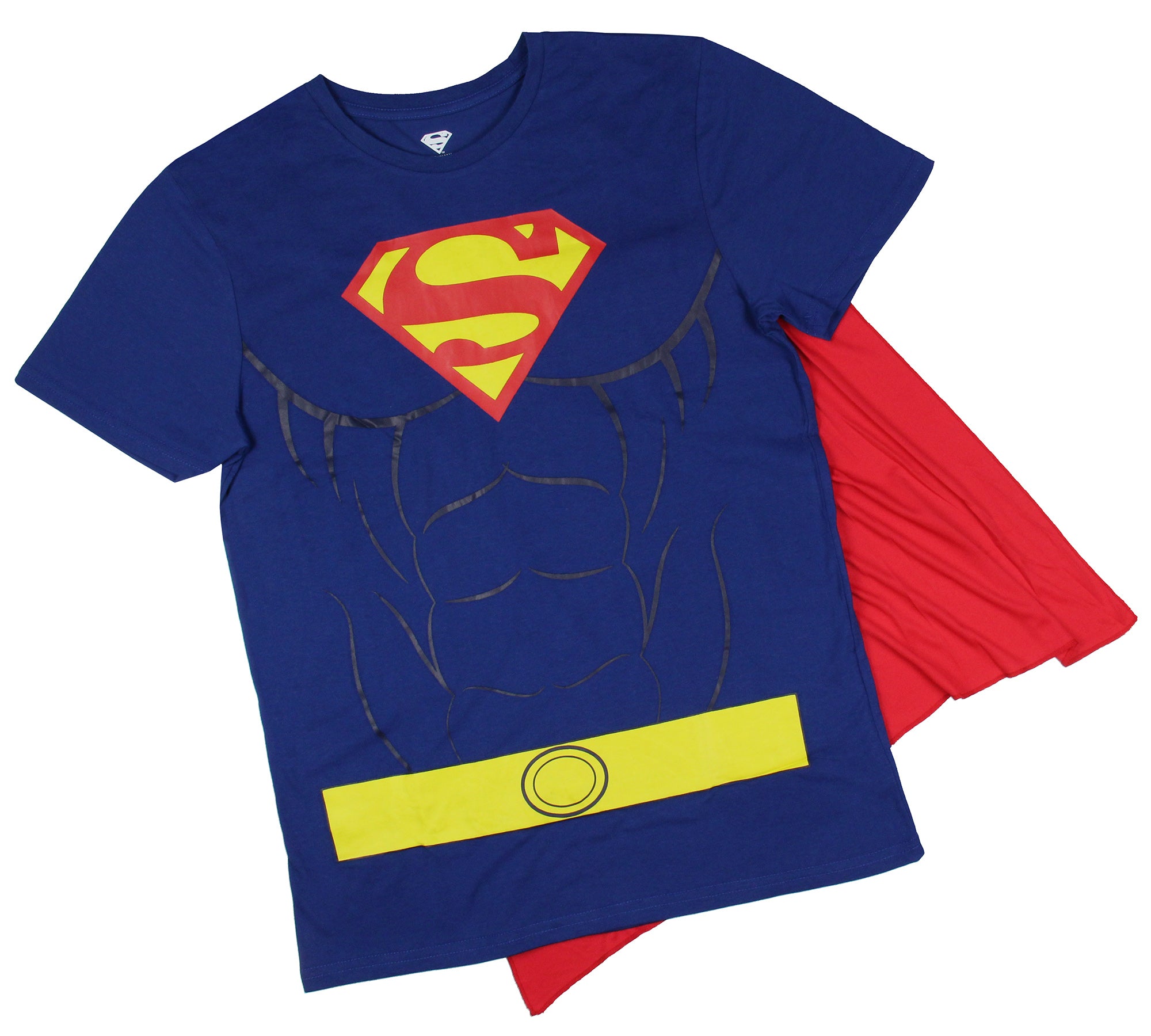 DC Comics Men's Superman Costume S Logo Superman Shirt With Detachable Cape
