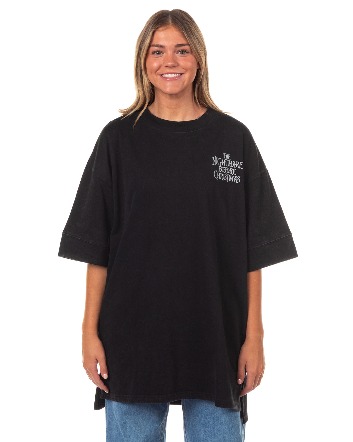 Nightmare Before Christmas Women's Short Sleeve Tunic Pullover Sweatshirt