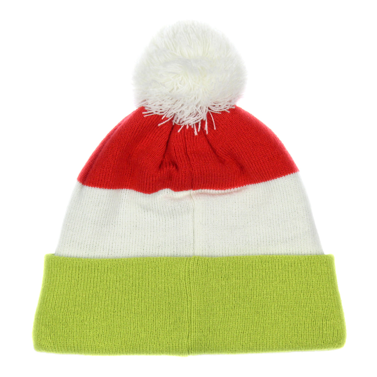 Dr. Seuss The Grinch Embroidered Face Color Block Pom Fold Cuff Knit Beanie