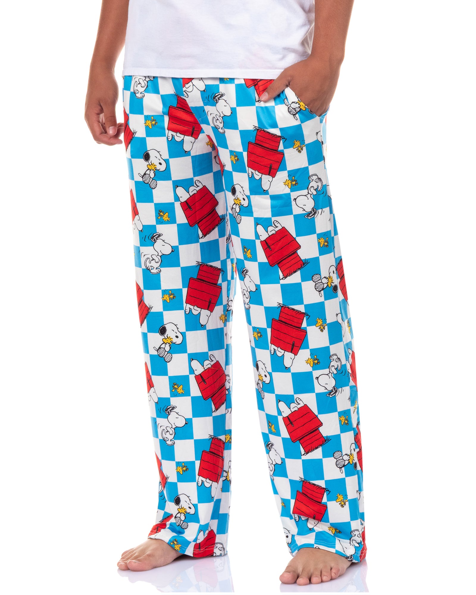 Peanuts Pajamas Men's Snoopy and Woodstock Doghouse Checker Pajama Pants