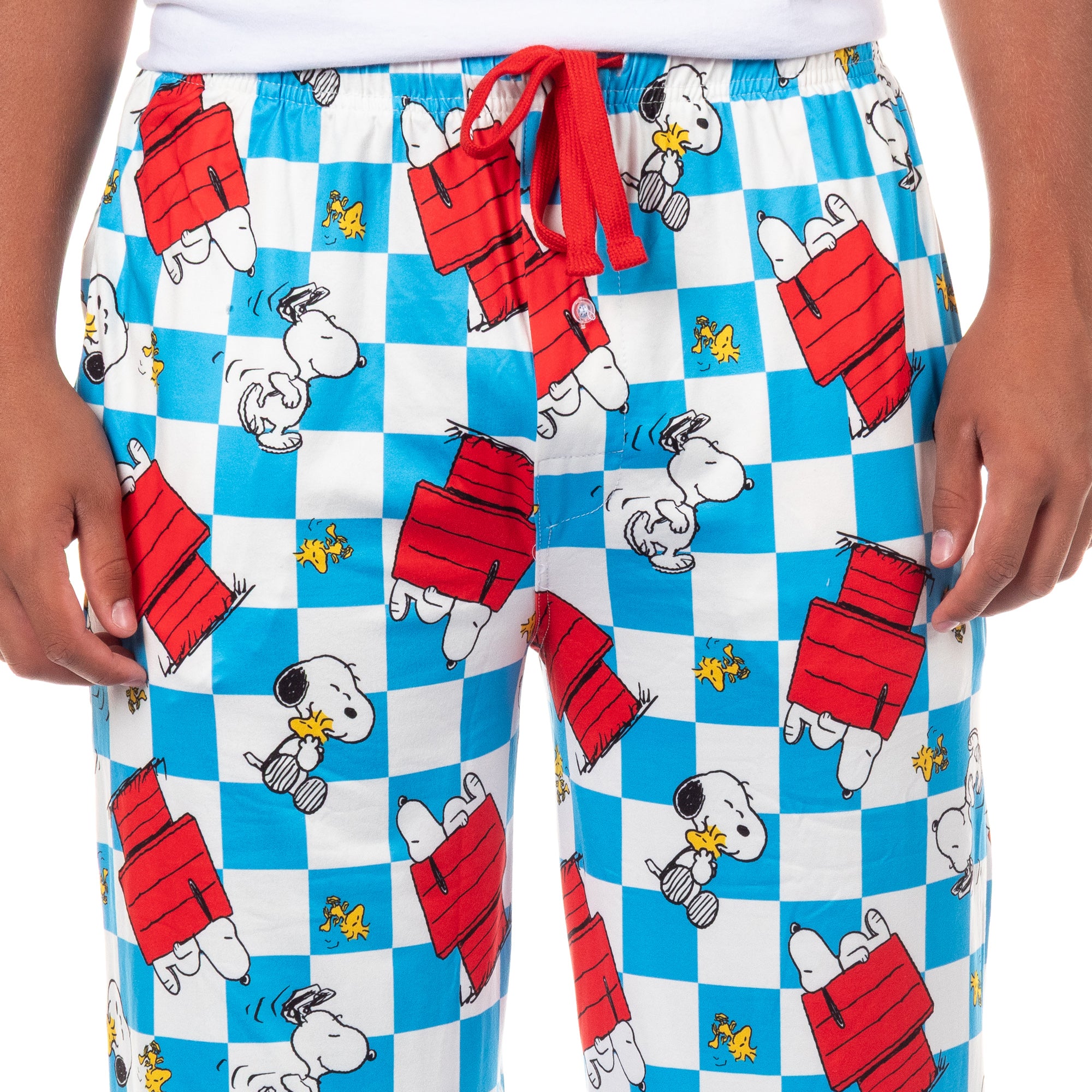 Peanuts Pajamas Men's Snoopy and Woodstock Doghouse Checker Pajama Pants