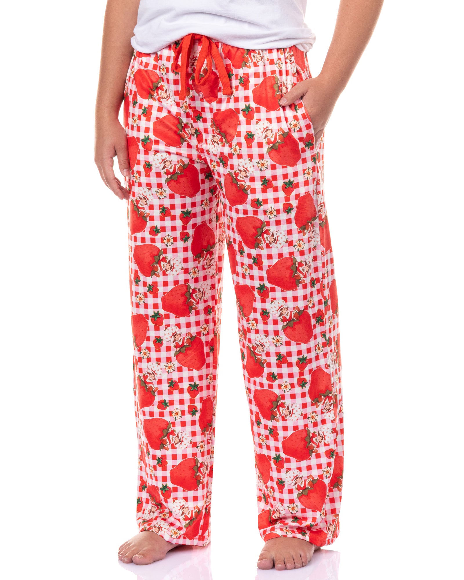 Strawberry Shortcake Pajama Pants Women's Gingham Print Lounge Bottoms
