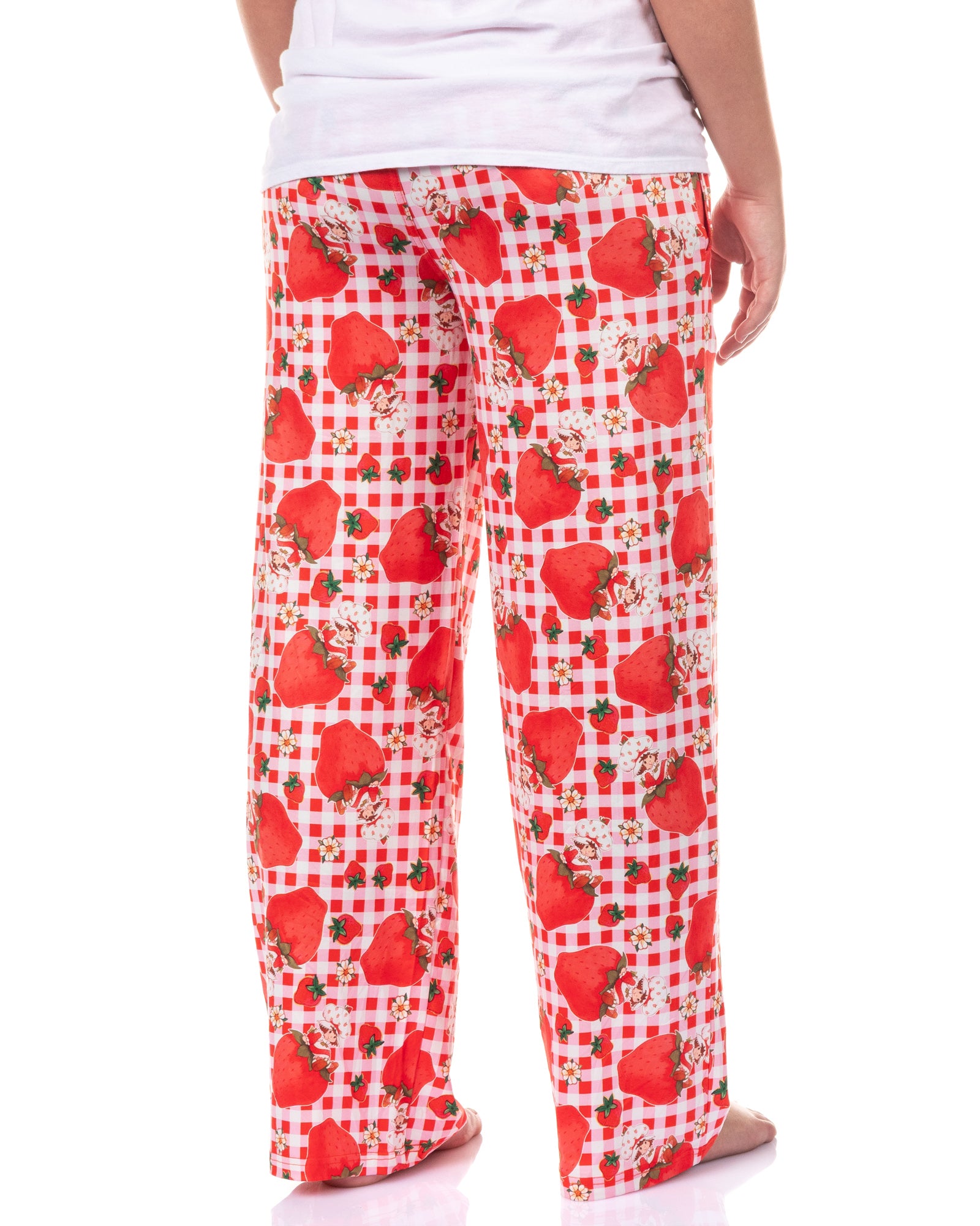 Strawberry Shortcake Pajama Pants Women's Gingham Print Lounge Bottoms