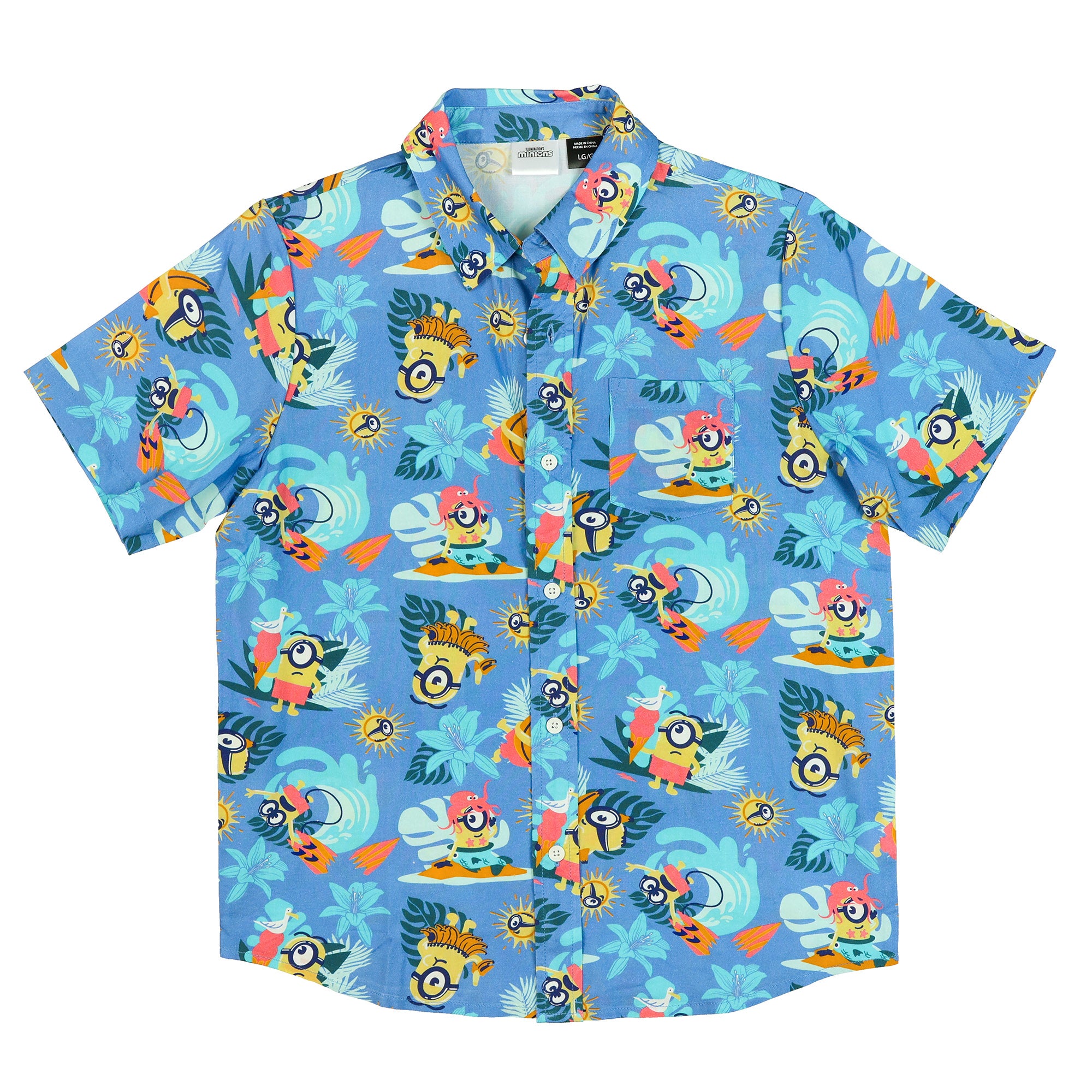 Minions Hawaiian Shirt Boys' Beach Theme Button Up Woven Top