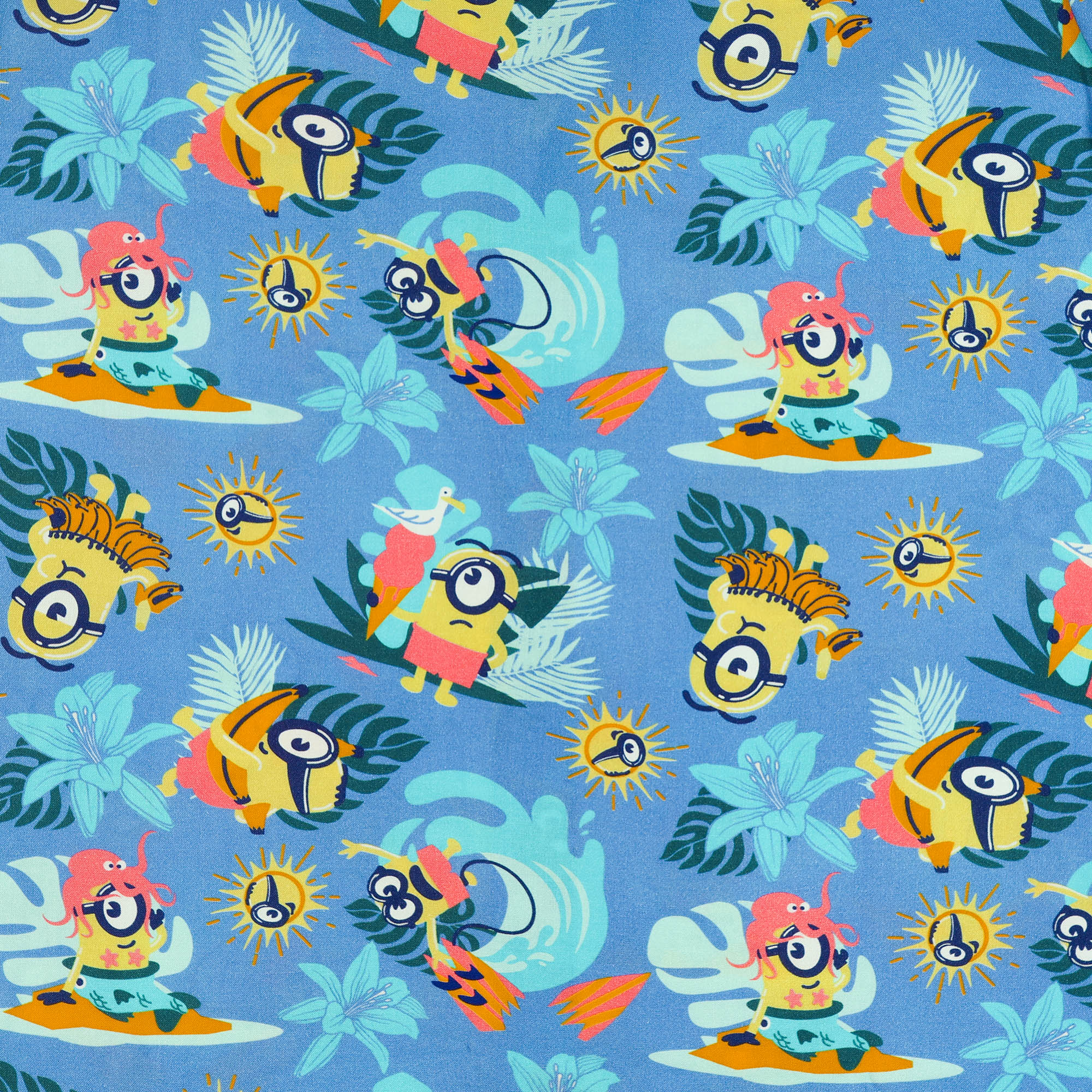 Minions Hawaiian Shirt Boys' Beach Theme Button Up Woven Top
