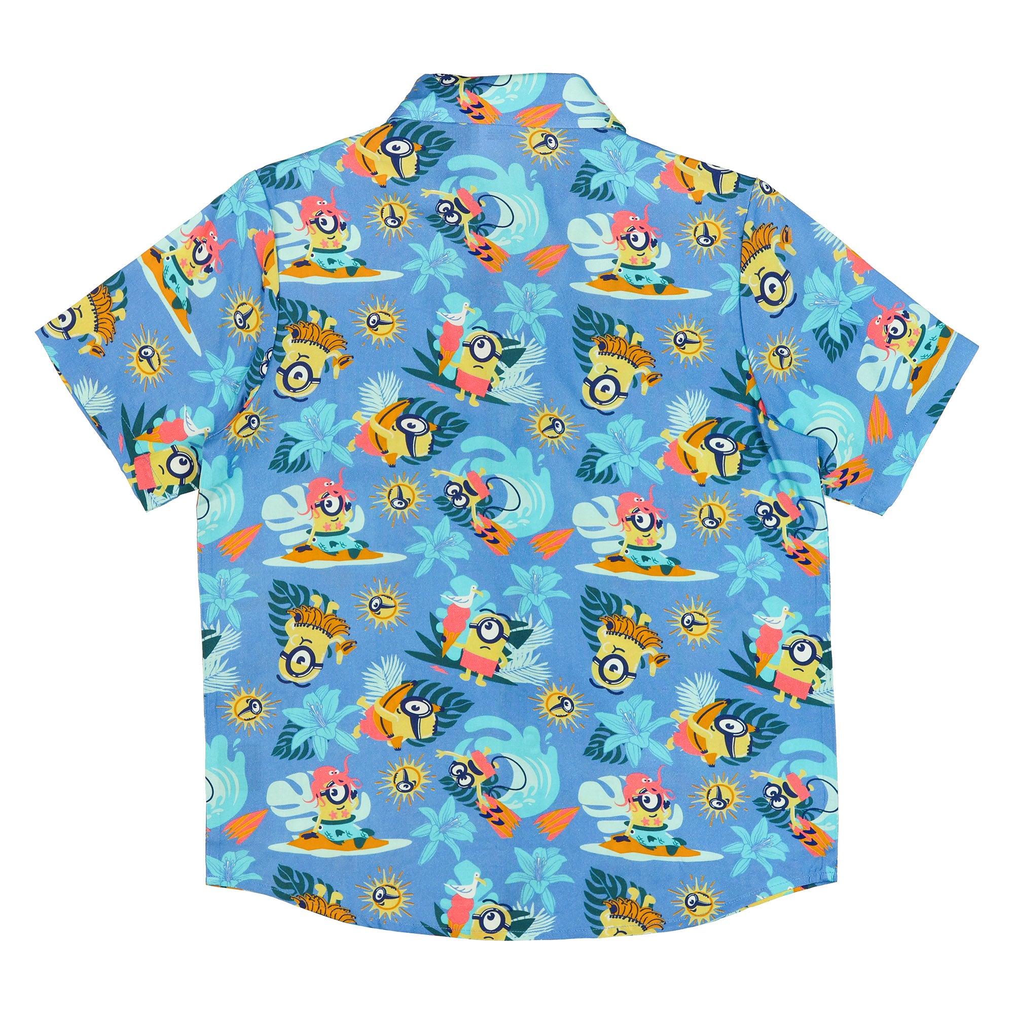 Minions Hawaiian Shirt Boys' Beach Theme Button Up Woven Top