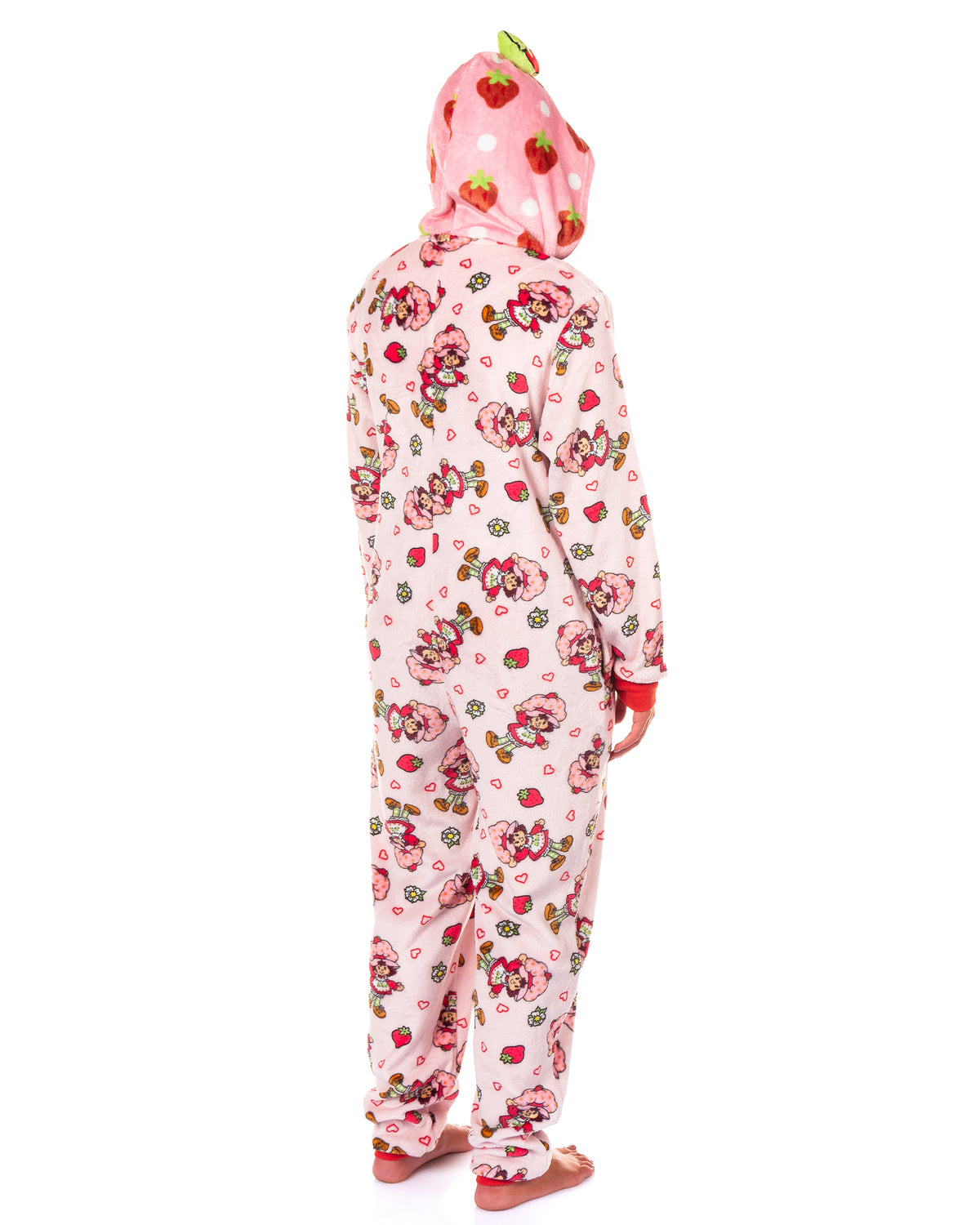 Strawberry Shortcake Union Suit Women's Fleece One Piece Hooded Pajama