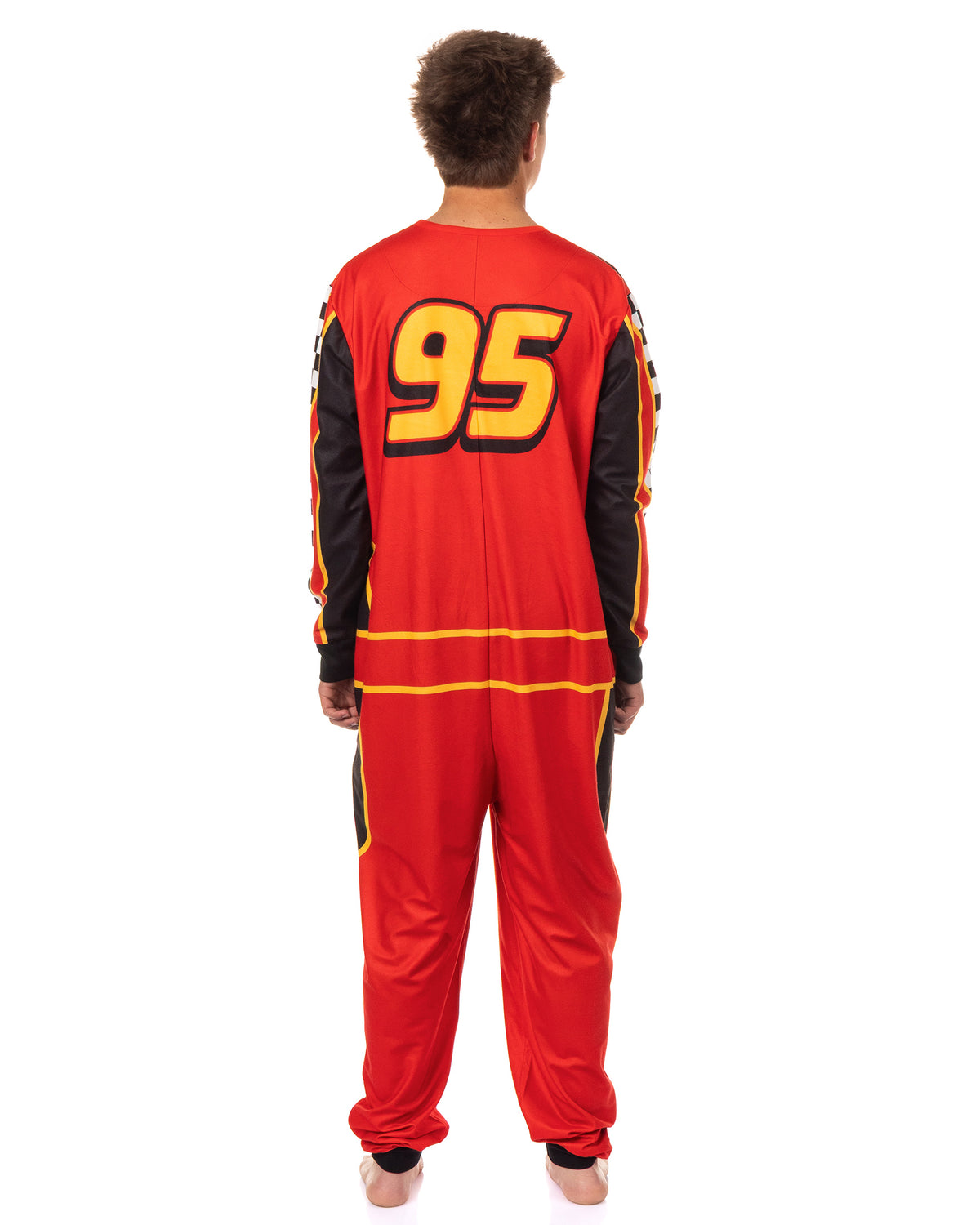 Disney Cars Union Suit Men's Lightning McQueen Pit Crew Costume Pajama