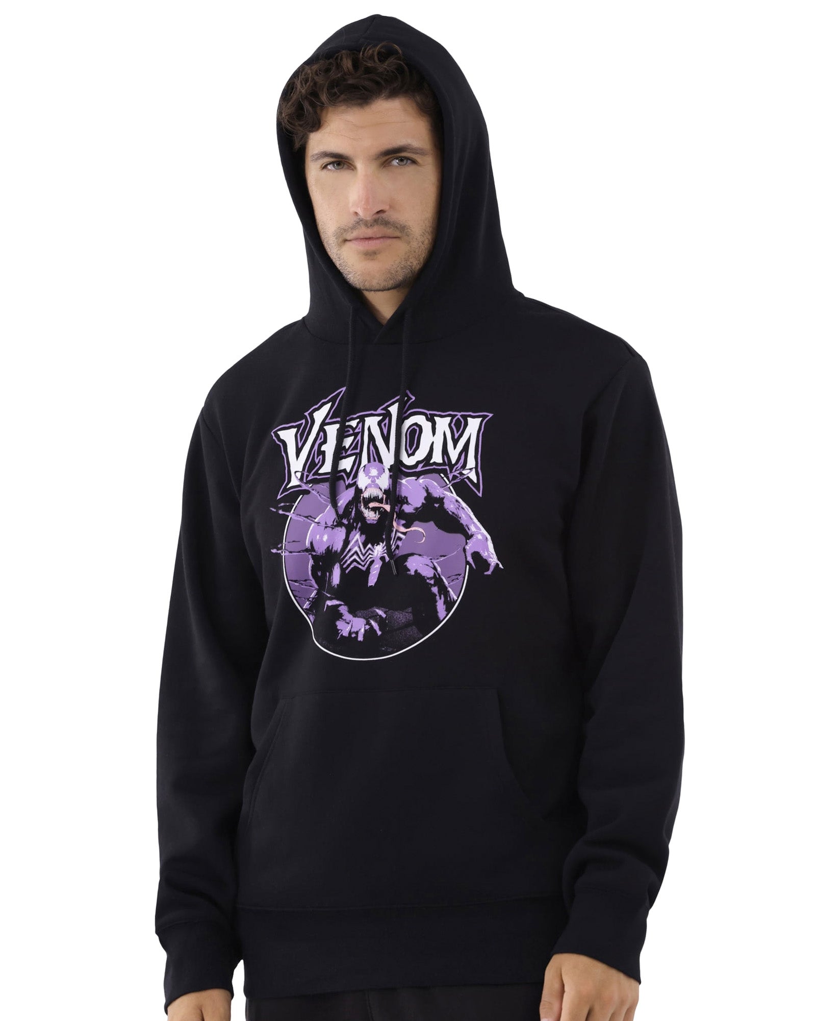 Marvel Venom Hoodie Mens Purple Symbiote Graphic Print Pullover (L)