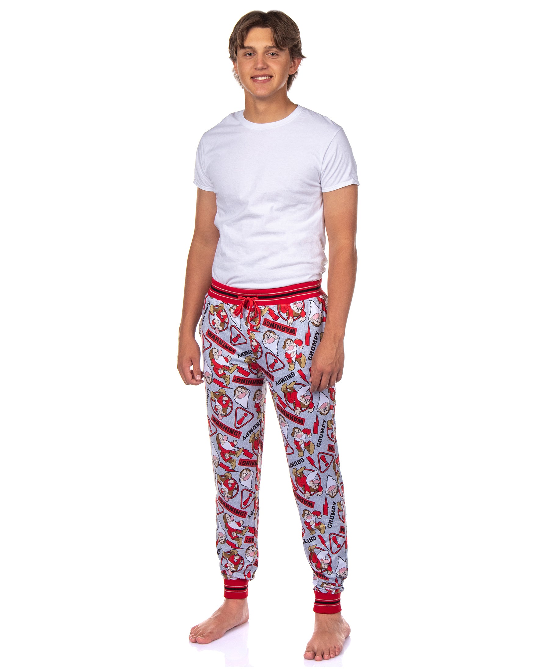Disney Men's Snow White Grumpy Warning Lounge Sleep Pajama Pants