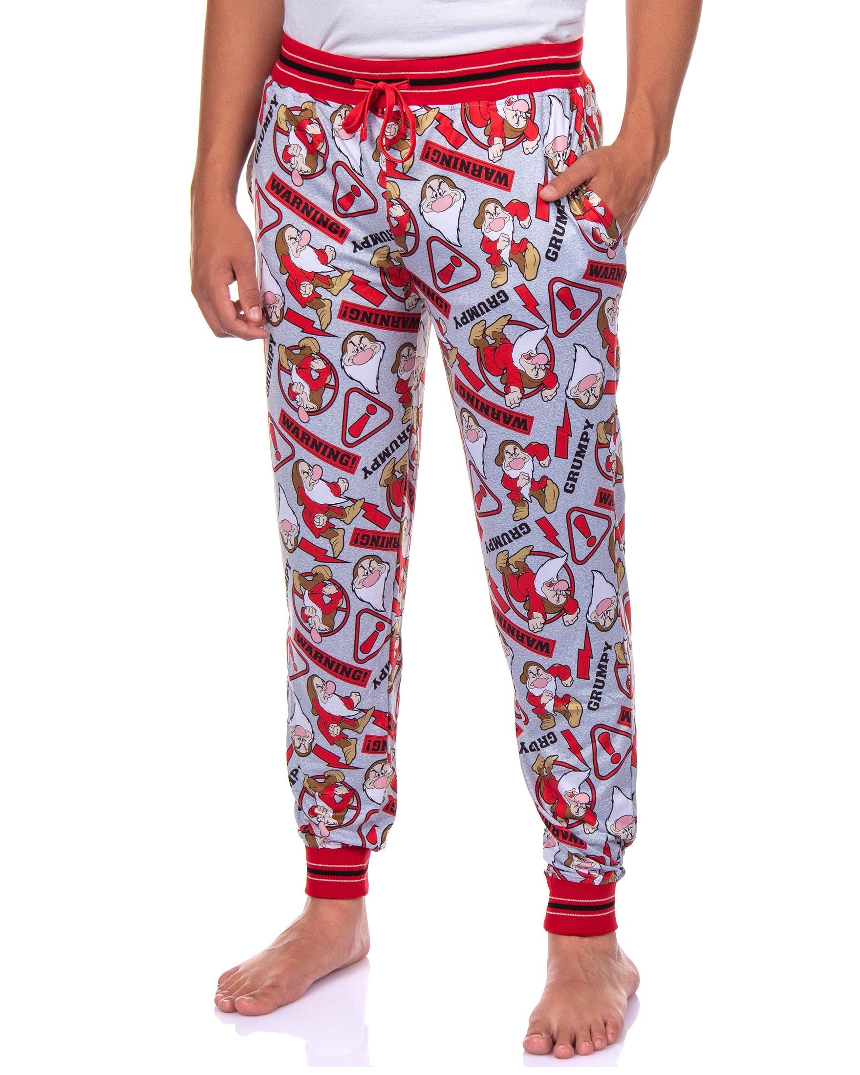 Disney Men's Snow White Grumpy Warning Lounge Sleep Pajama Pants