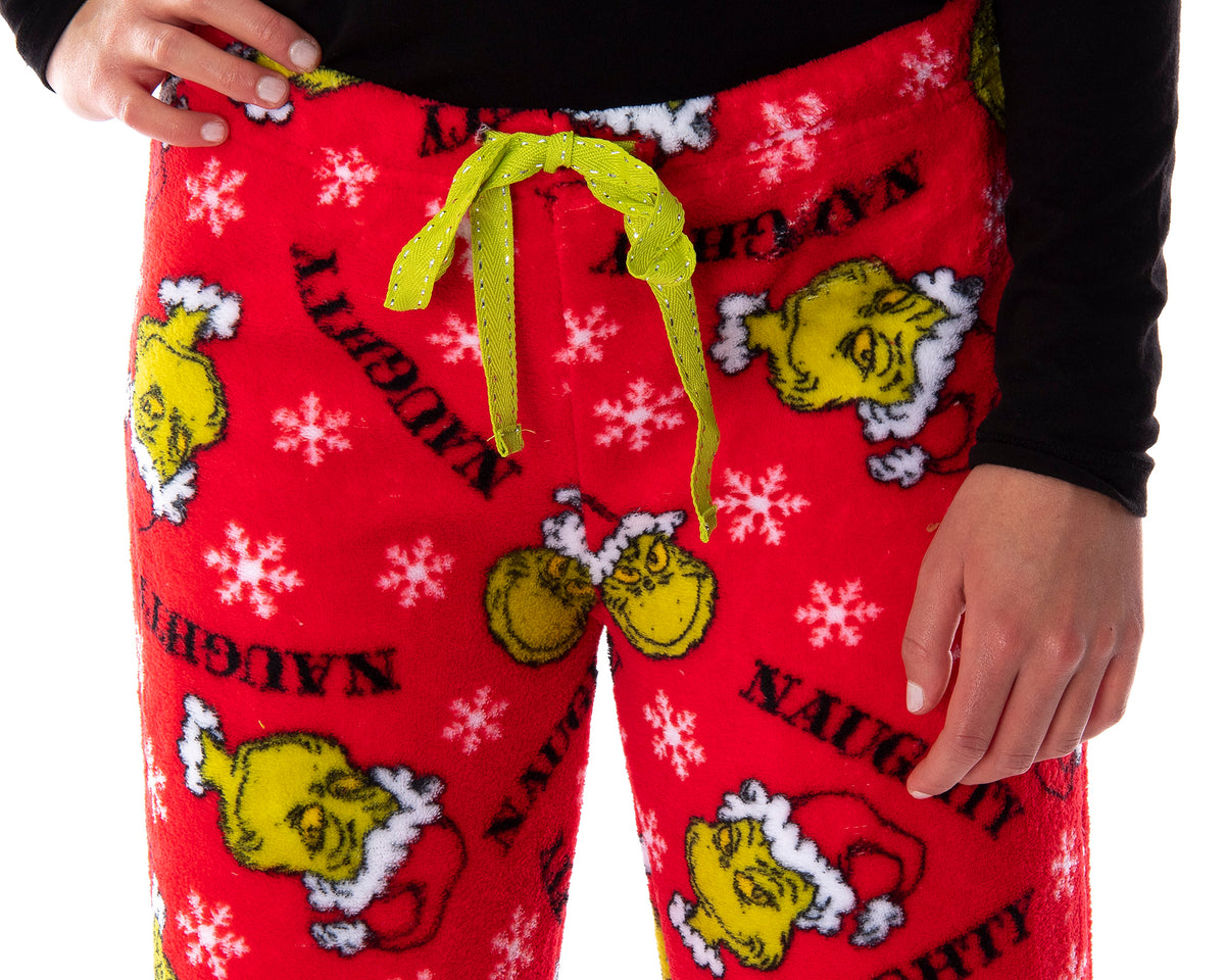 Dr. Seuss Juniors Women's The Grinch Christmas Naughty Fleece Pajama Pants