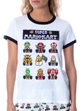 Super Mario Kart Women's Video Game 3 Piece Loungewear Pajama Set