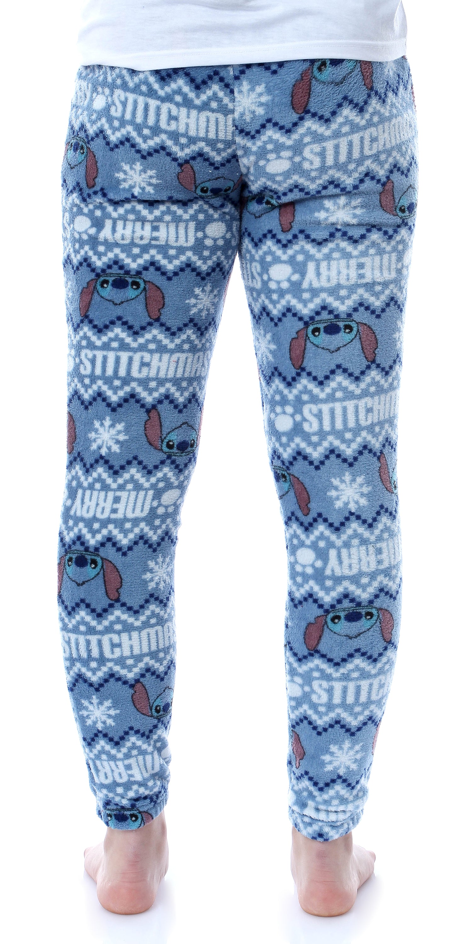 Disney Lilo And Stitch Juniors' Merry Stitchmas Plush Fleece Pajama Pants LG