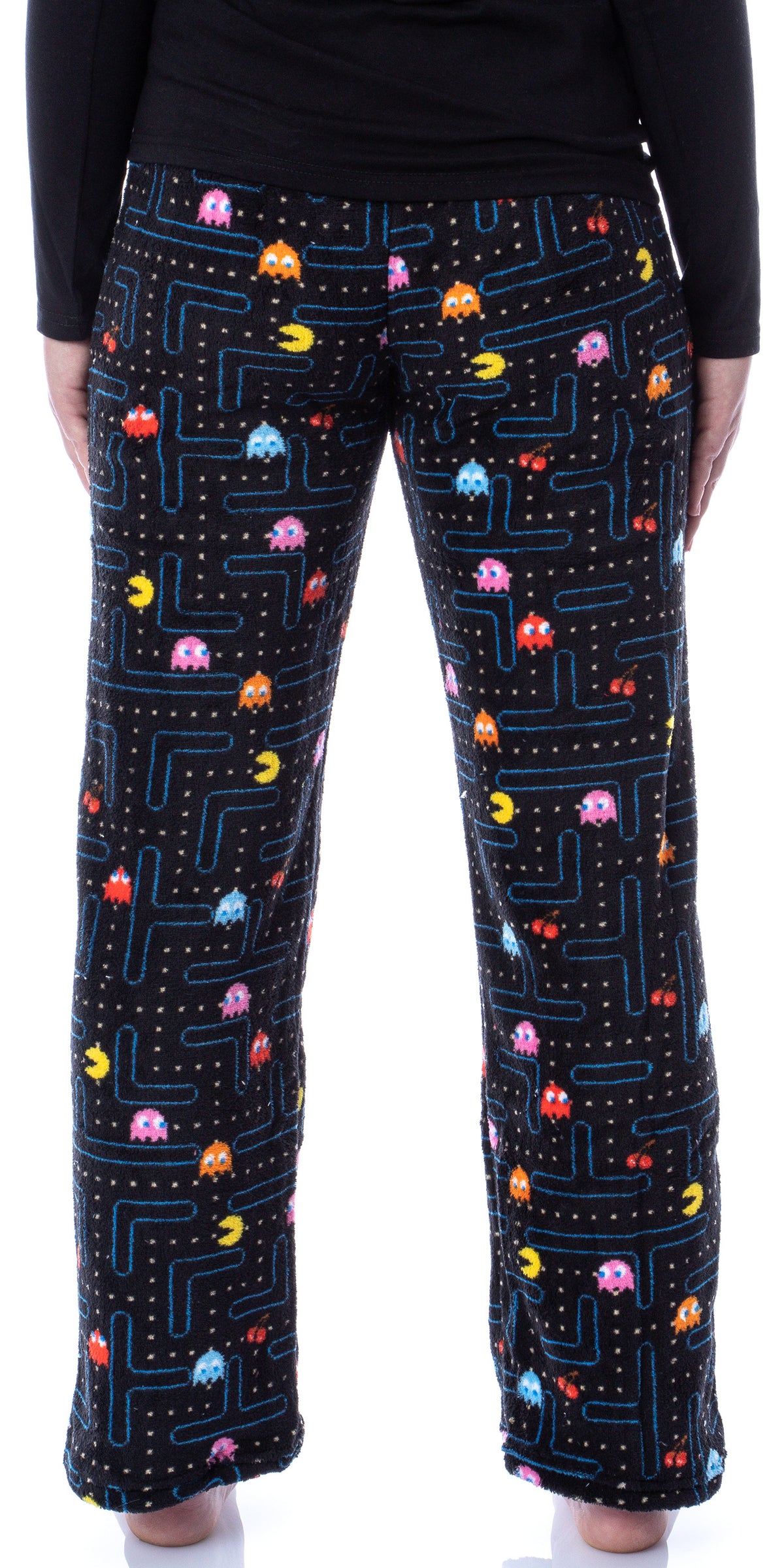 Pacman Women's Super Pac-Man Arcade Game Allover Pattern Plush Pajama Pants