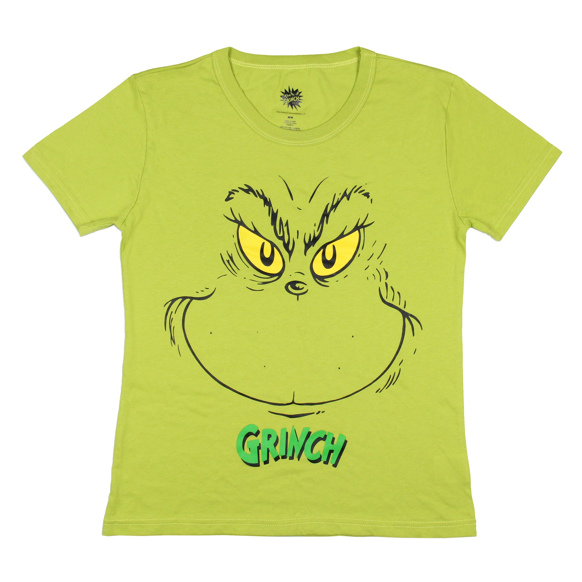 Dr. Seuss GRINCH Women's Grinch Face Adult Pajama Sleep T-Shirt