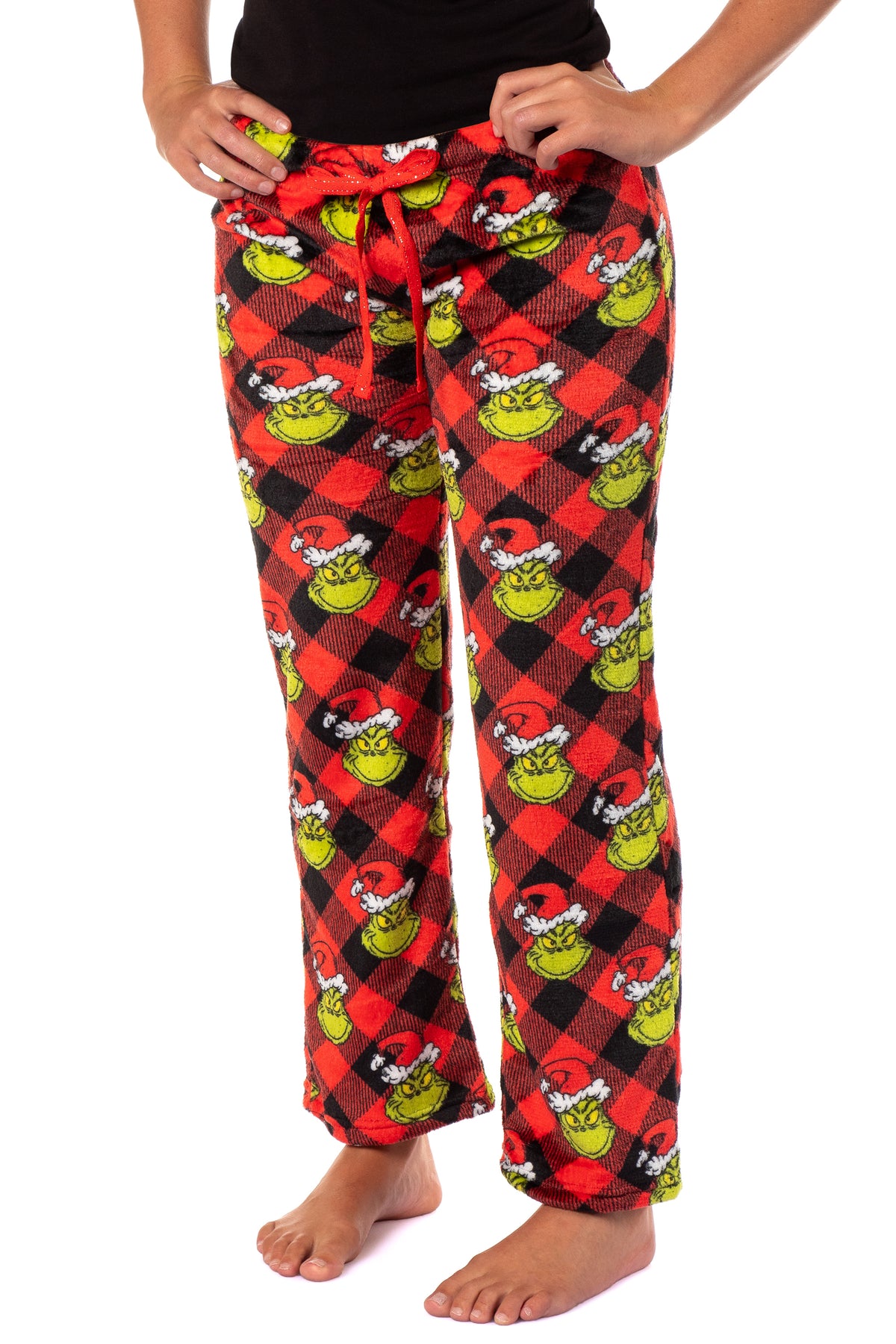Dr Seuss Woman's The Grinch Fleece Pajama Pants Junior's Adjustable Waist