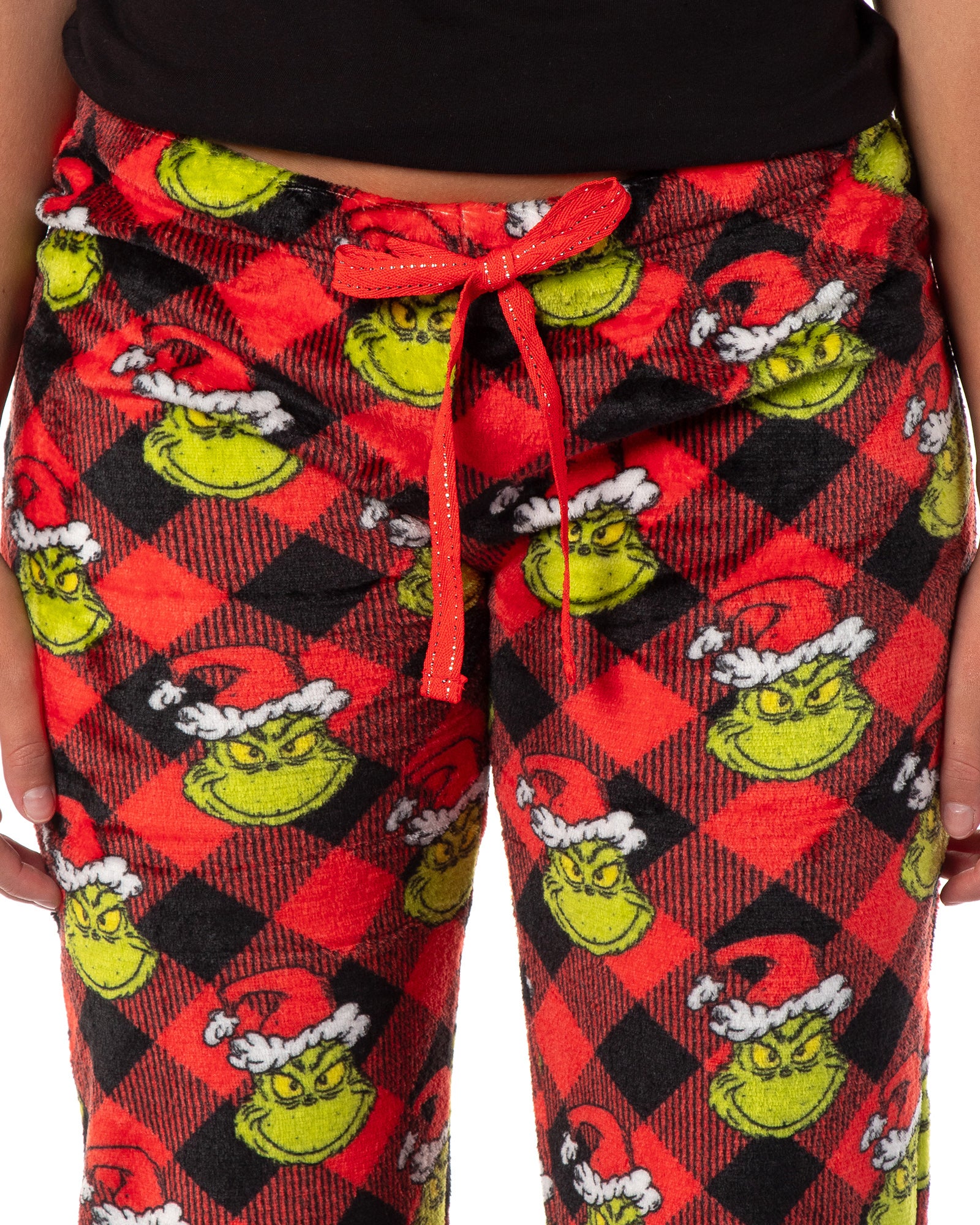 Dr Seuss Woman's The Grinch Fleece Pajama Pants Junior's Adjustable Waist
