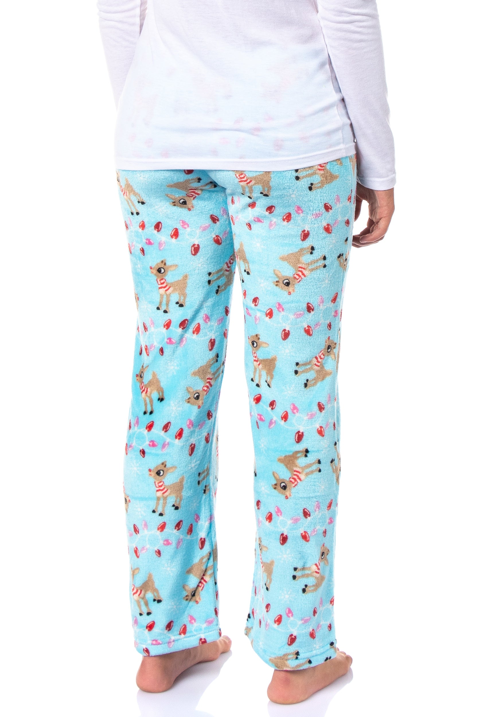 Rudolph Woman's Lights Rudolph Fleece Pajama Pants Juniors Adjustable Waist