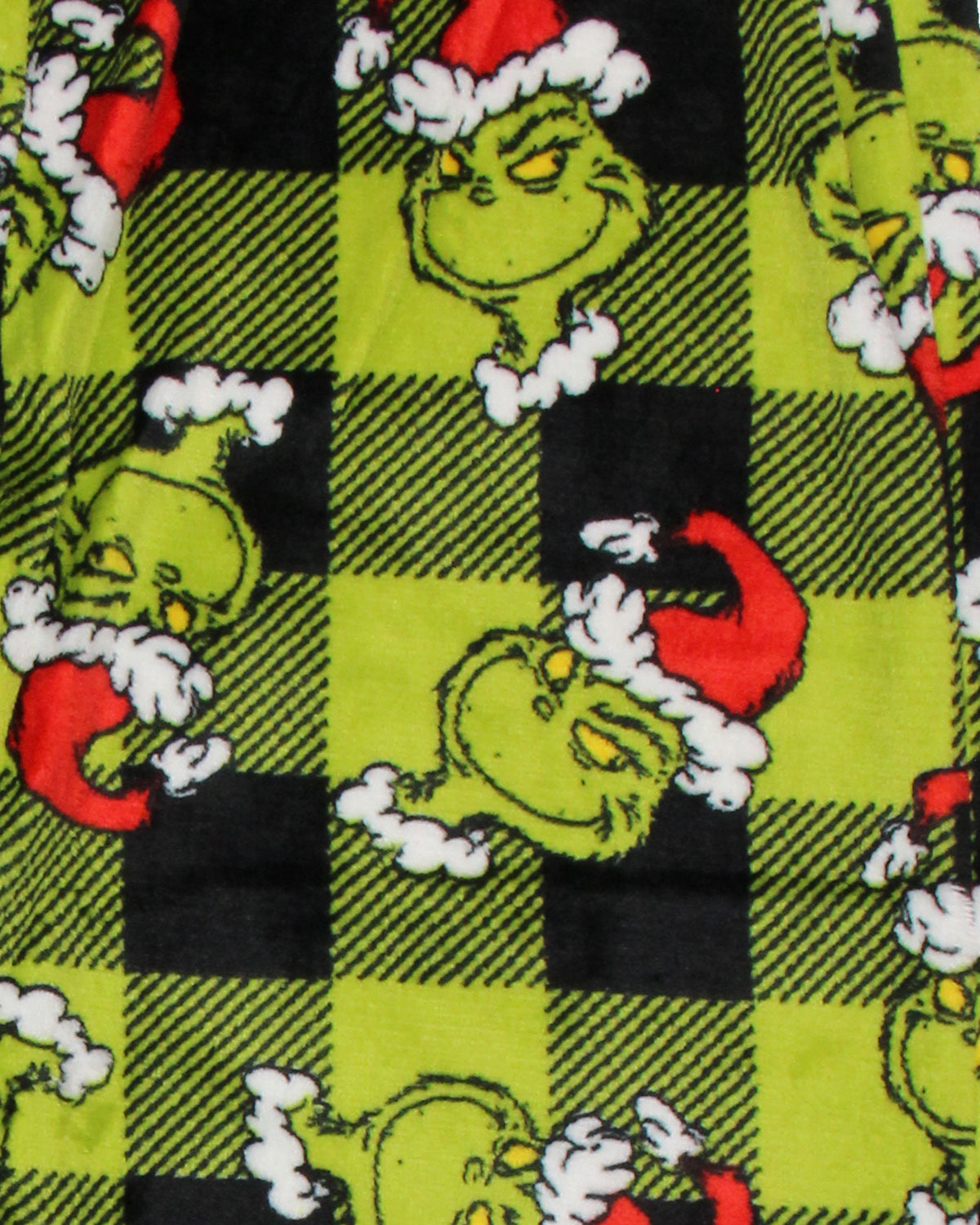 Dr. Seuss Women's The Grinch Santa Fleece Buffalo Plaid Sleep Pajama 2PC Set