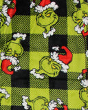 Dr. Seuss Women's The Grinch Santa Fleece Buffalo Plaid Sleep Pajama 2PC Set