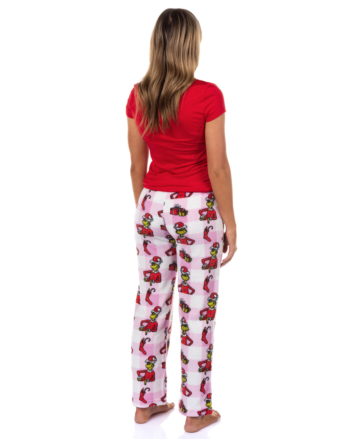 Dr. Seuss The Grinch Pajamas Women's Pink Buffalo Santa Lounge Sleep Pants
