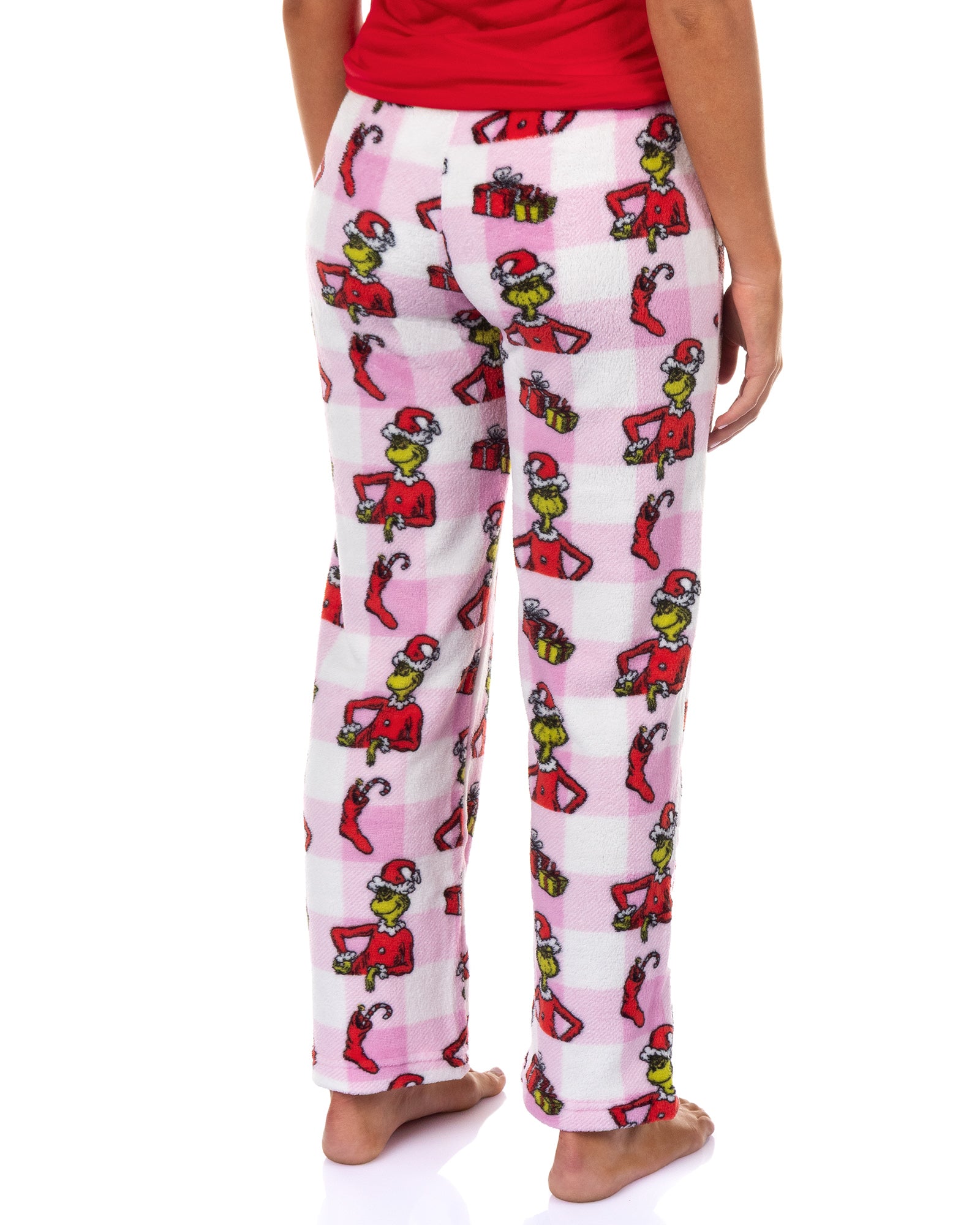 Dr. Seuss The Grinch Pajamas Women's Pink Buffalo Santa Lounge Sleep Pants