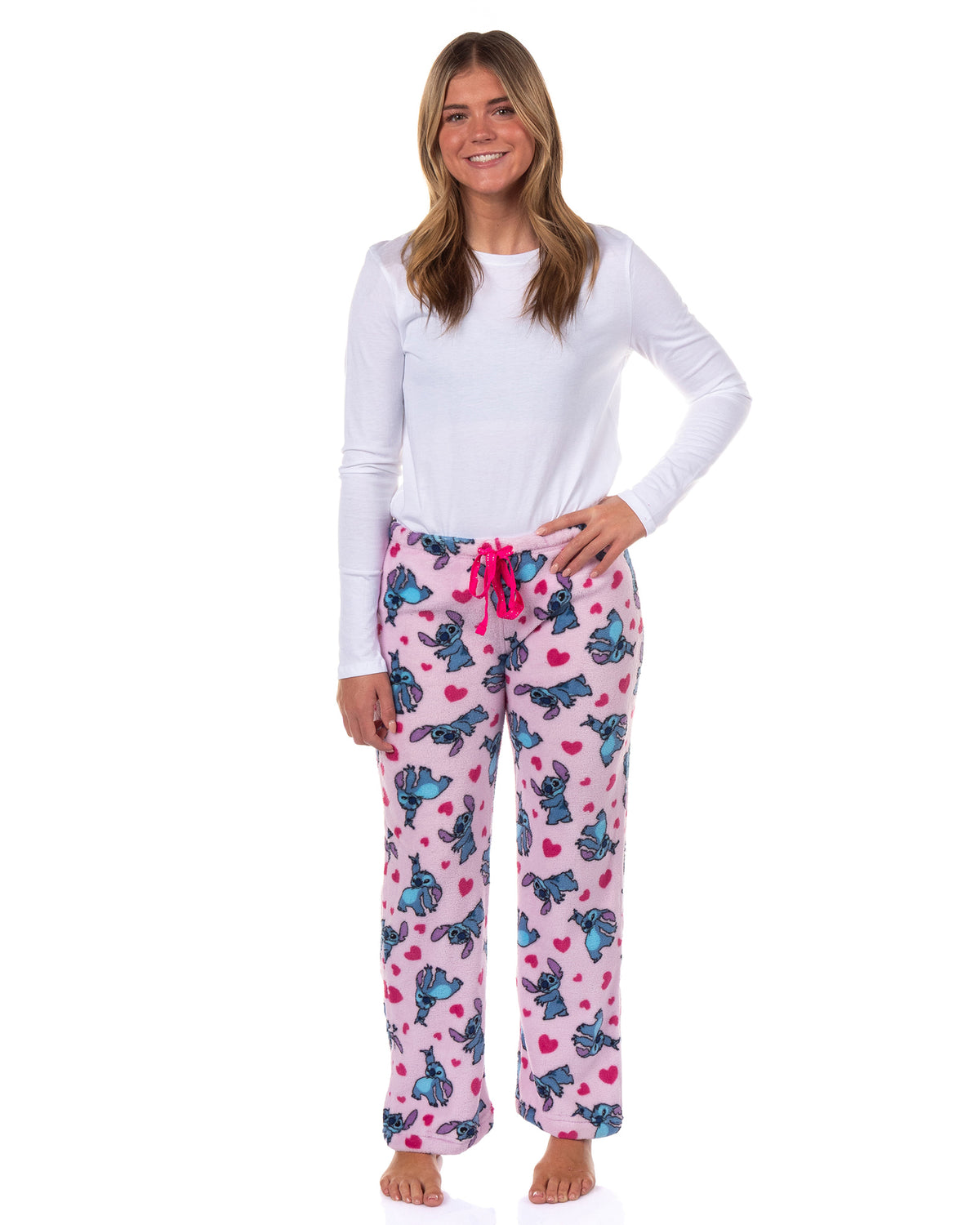 Disney Stitch Pajamas Women's Plush Heart Accents Lounge Sleep Pants