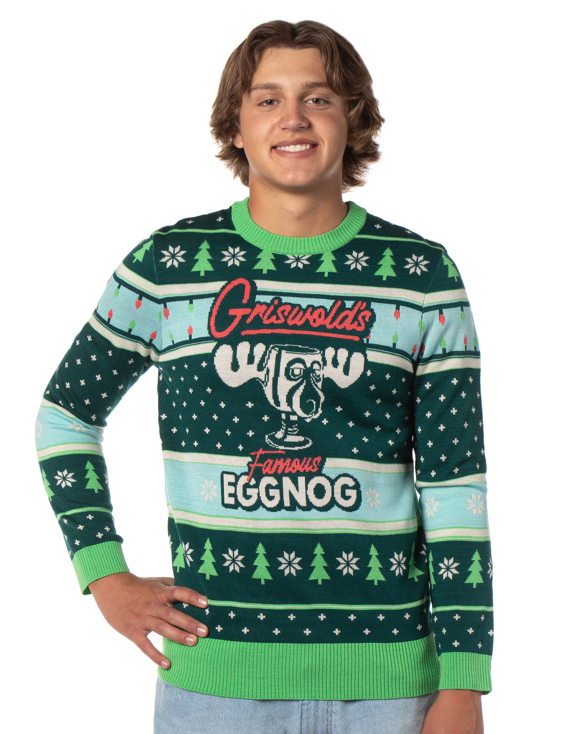 National Lampoon's Christmas Vacation Men's Famous Eggnog Ugly Sweater for Christmas