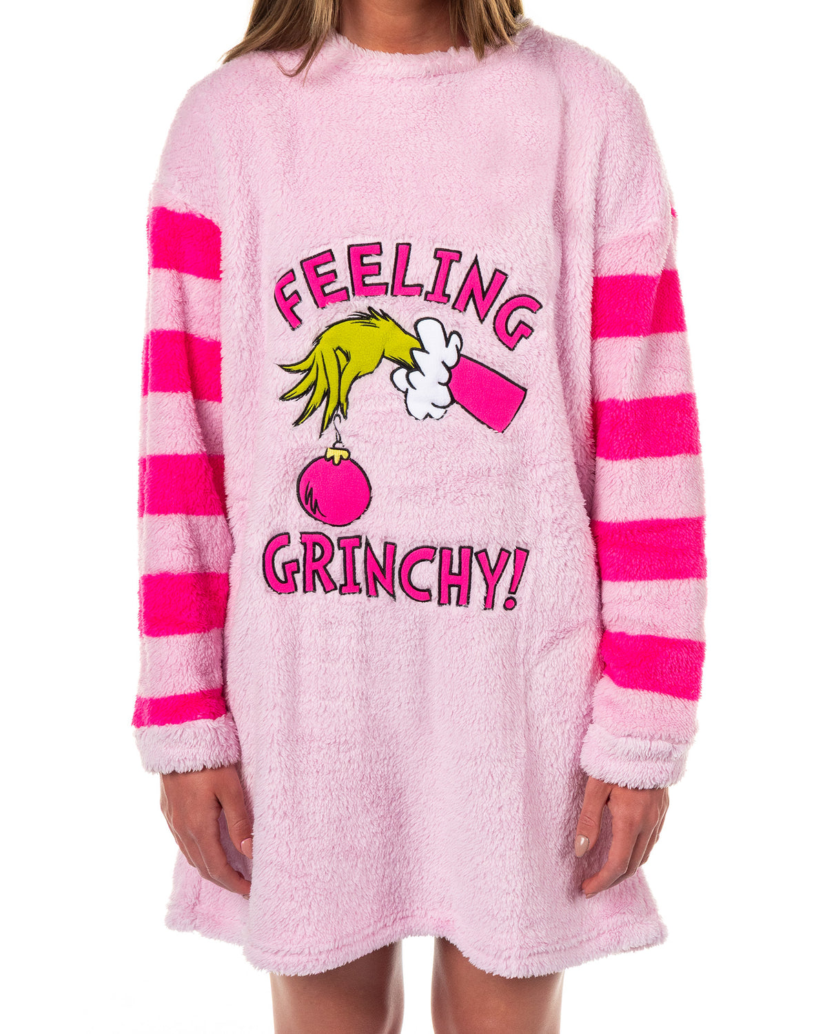 Dr. Seuss The Grinch Women's Pullover Fleece Sleepshirt With Knee High Socks