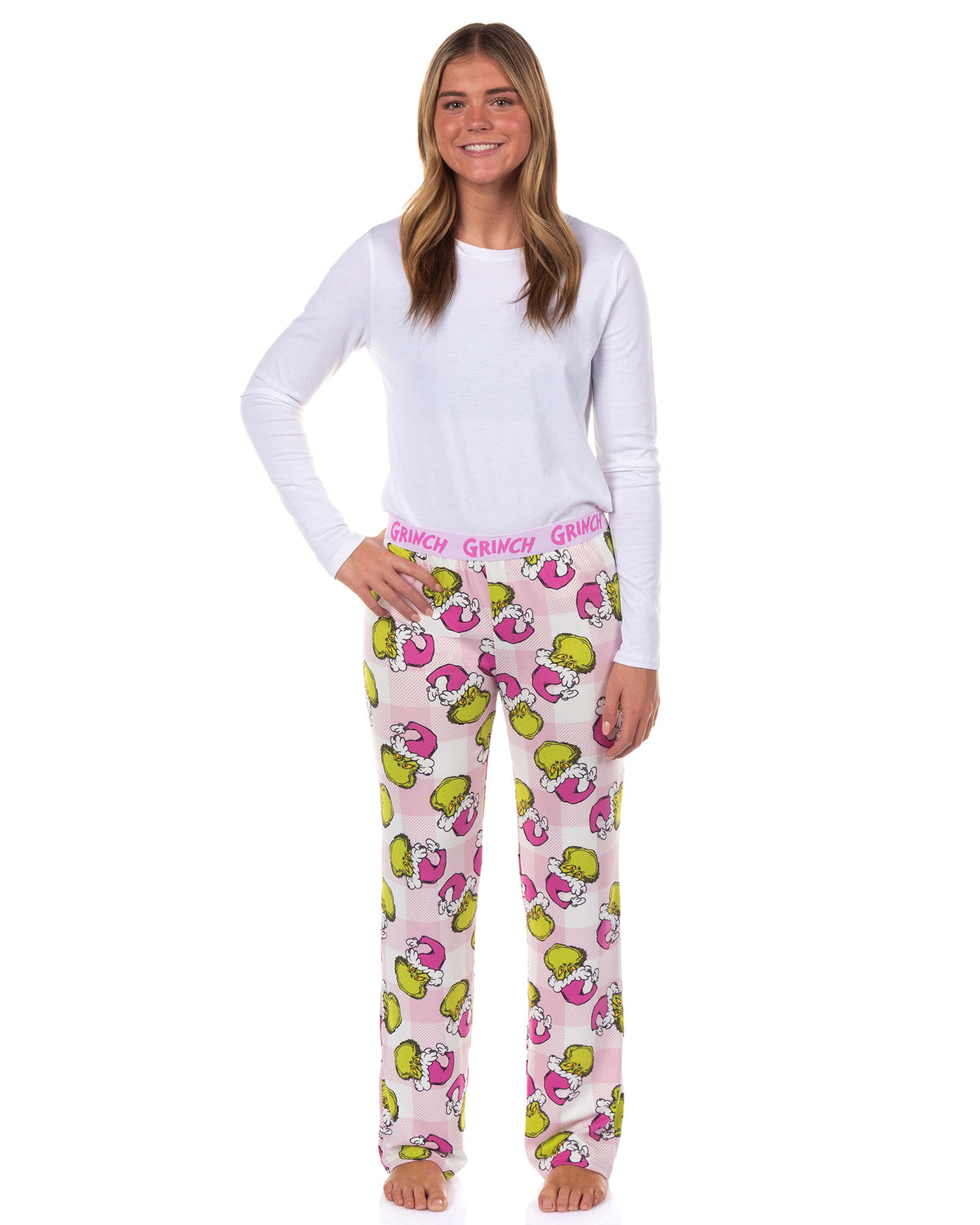 Dr. Seuss The Grinch Pajamas Women's Pink Santa Lounge Sleep Pants