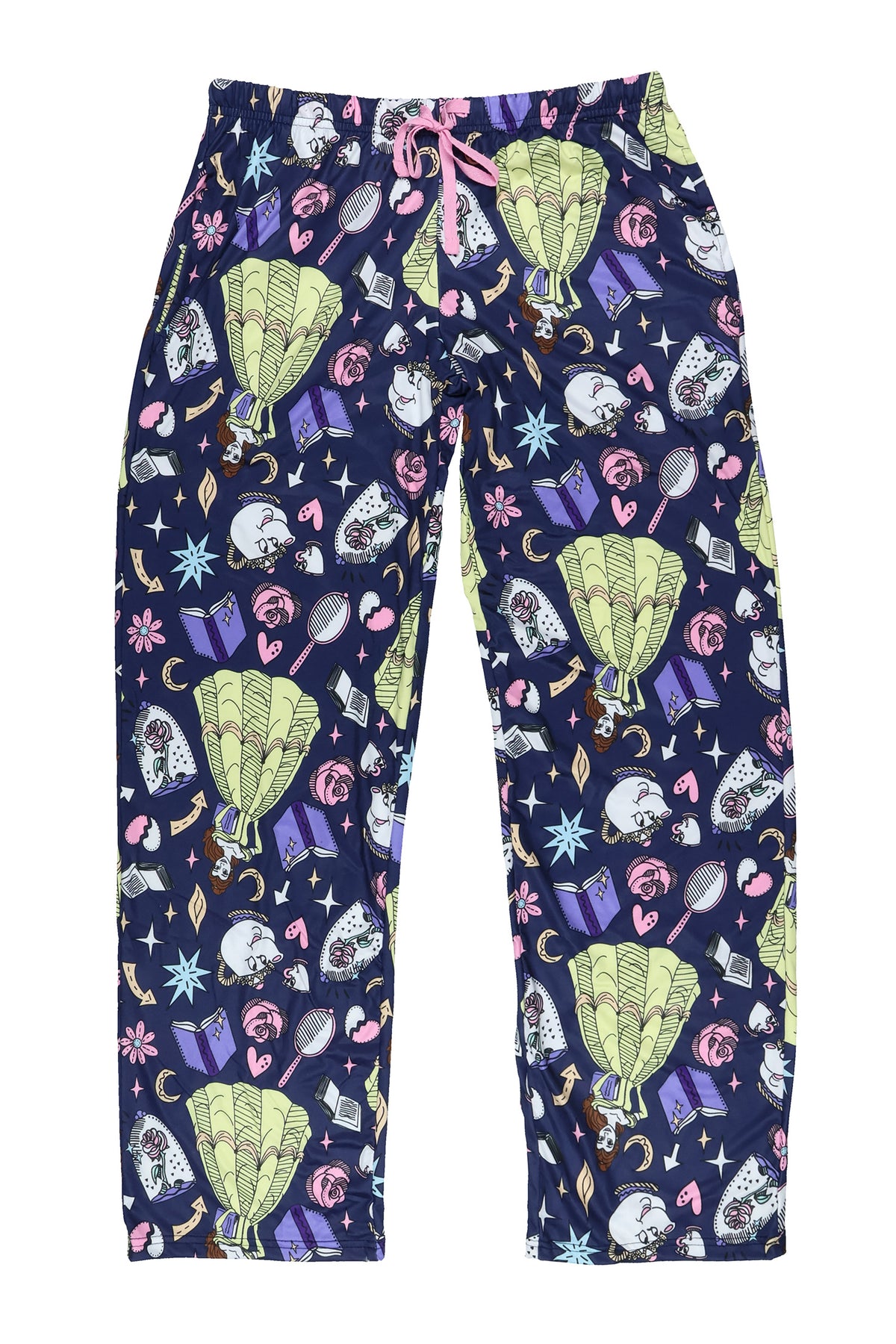 Disney Beauty And The Beast Pjs Womens Belle Mrs. Potts Rose Pajama Pants