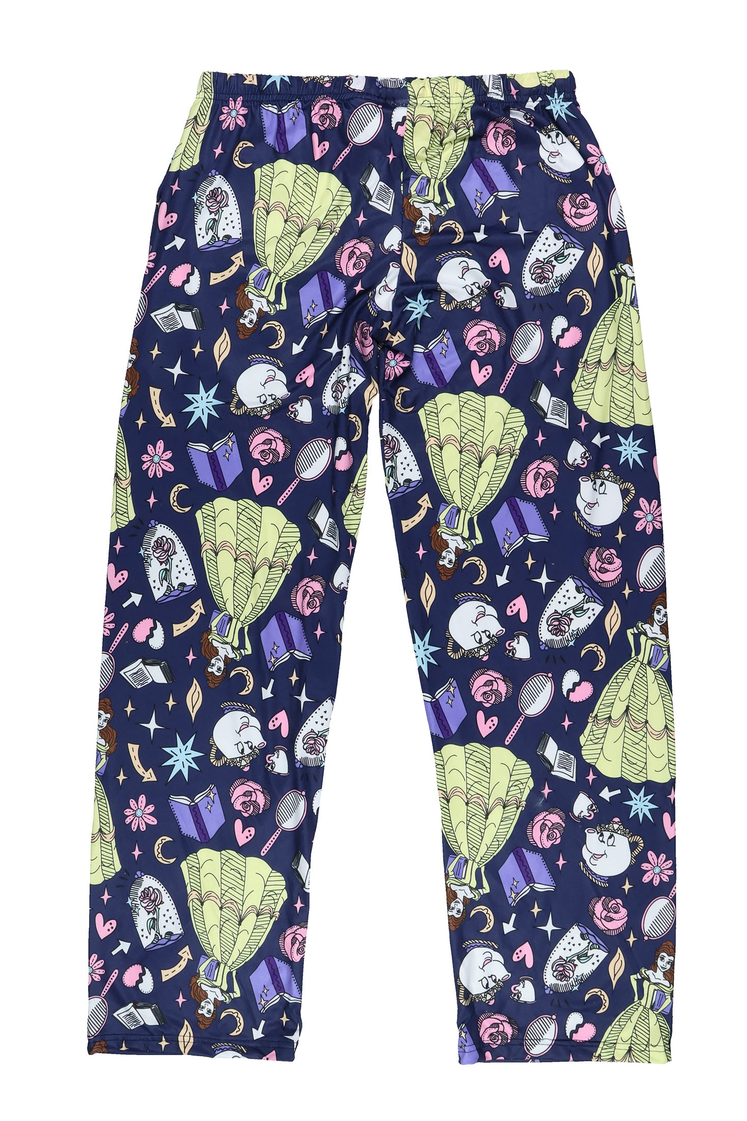 Disney Beauty And The Beast Pjs Womens Belle Mrs. Potts Rose Pajama Pants